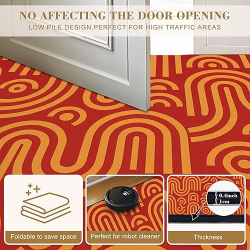 Miniatura 6 de Alfombras de baño lavables de 32 x 48 pulgadas, alfombra de entrada, alfombra retro vintage de mediados de siglo, modernas, sin costuras, tapete de