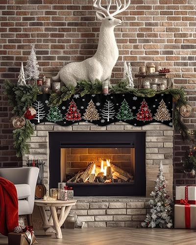 Miniatura 3 de Chees D Zone Fireplace Scarf Christmas Geometric Snowflake Blue Winter Snow