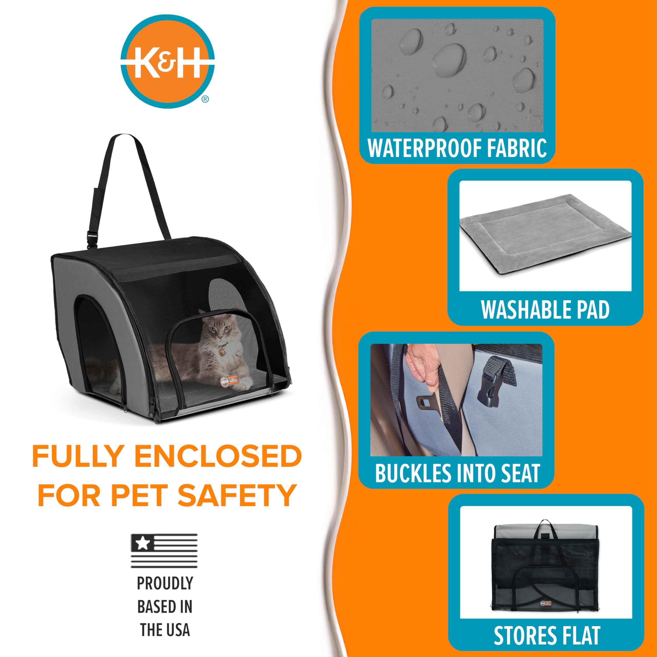 Amazon.com : K&H Pet Products Enclosed Dog Cat Car Seat, Travel