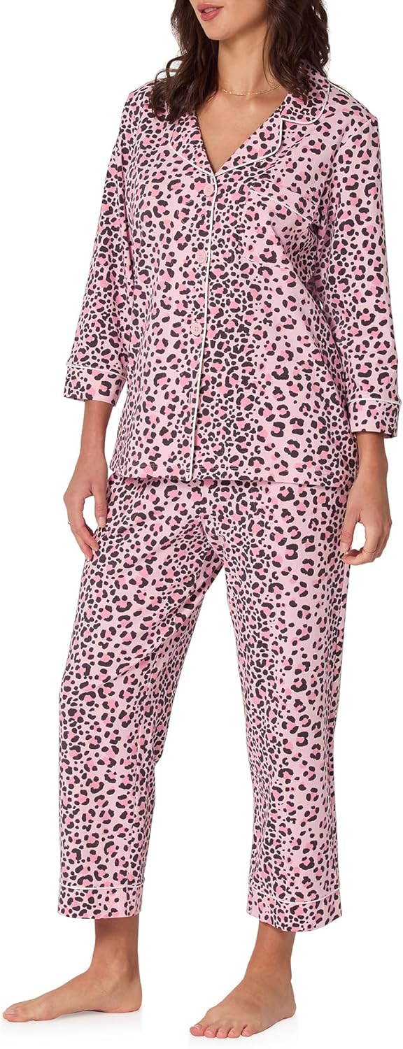 Bed Head PJs Womens 3/4 Sleeve Notch Collar & Cropped Pants Sleepwear Pajama Set - Image 4