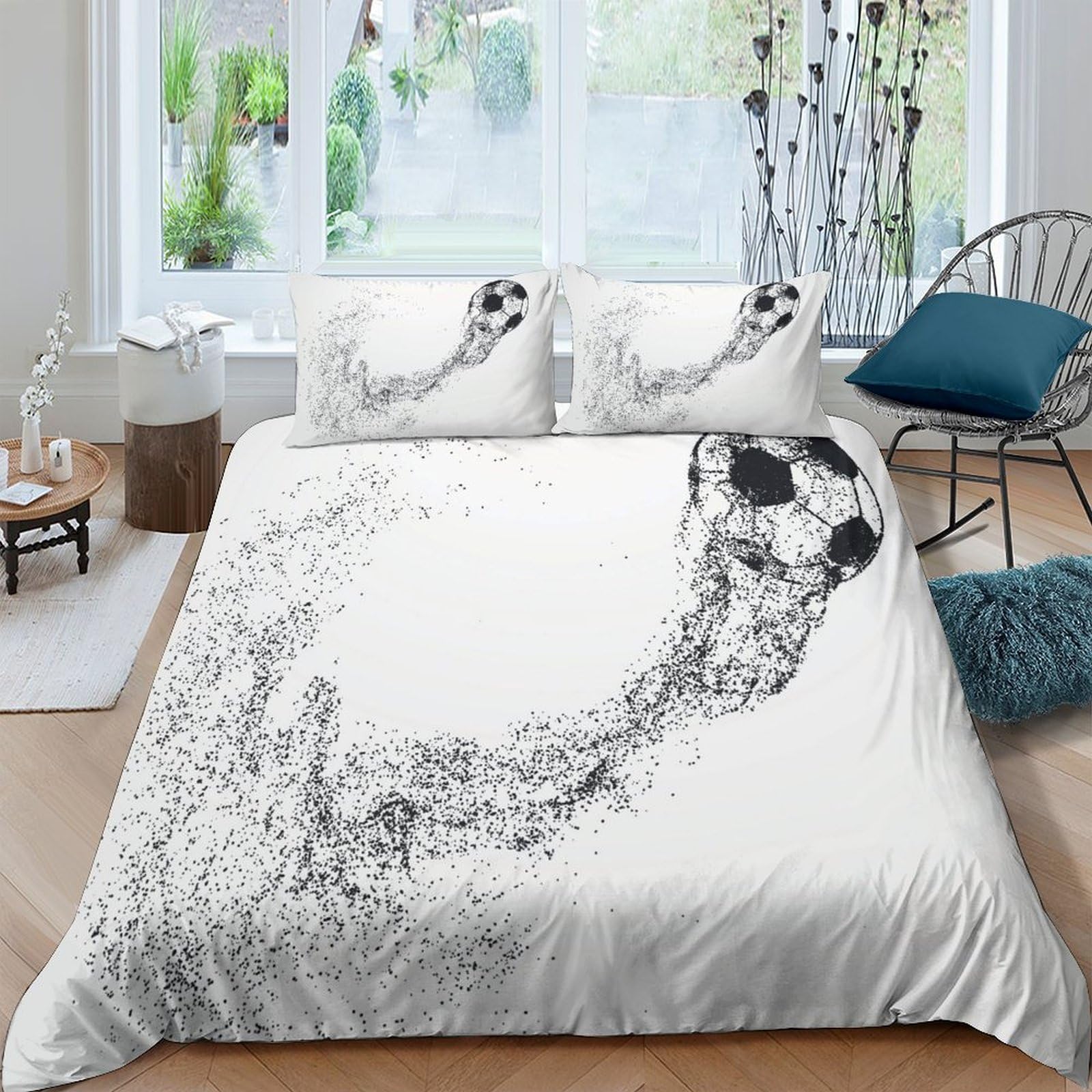 Ctjqhvkz Style-7 3D Printed Splash Soccer Fitted Sheet Microfiber Soft Breathable Watercolor Football Mattress Cover Bedroom Decor Single（135X200cm）