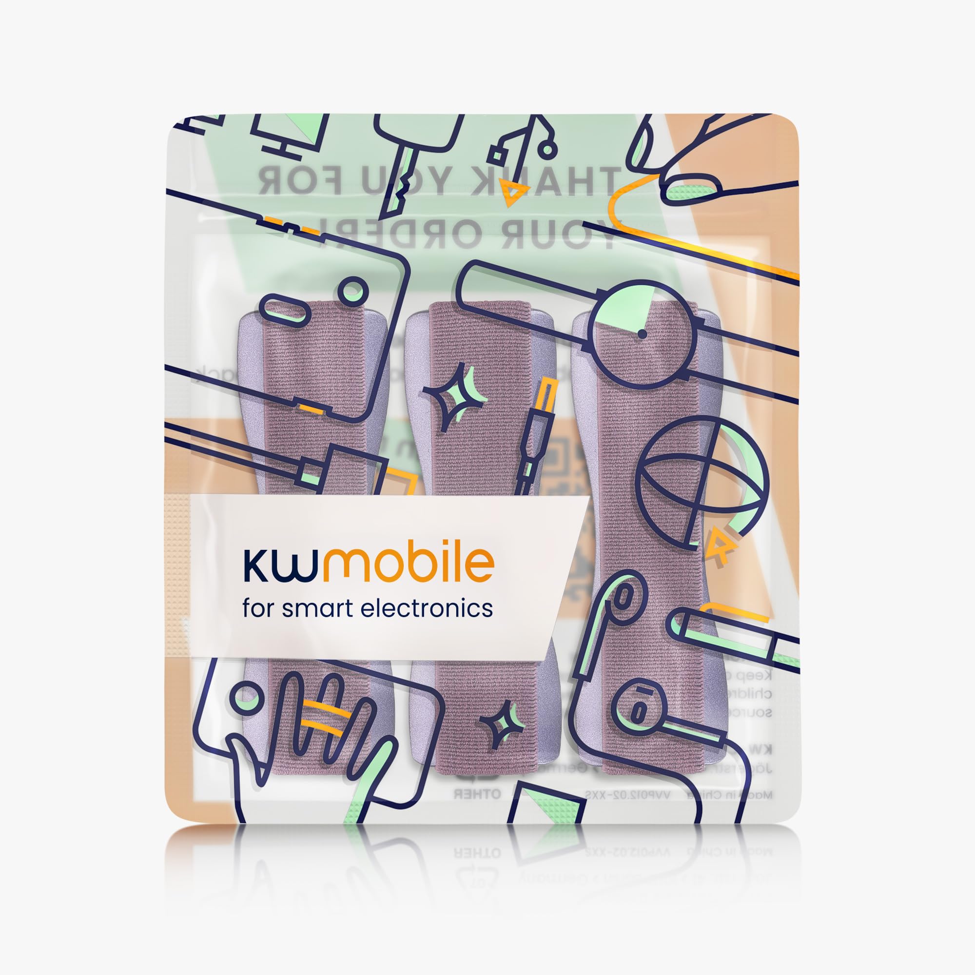 kwmobile Supporto Dita Cellulare - Set 3x Fasce Elastiche Sostegno Antiscivolo Antiurto Telefonino Supporto Universale - Finger Holder Phone bordeaux metallizzato/mora/mora