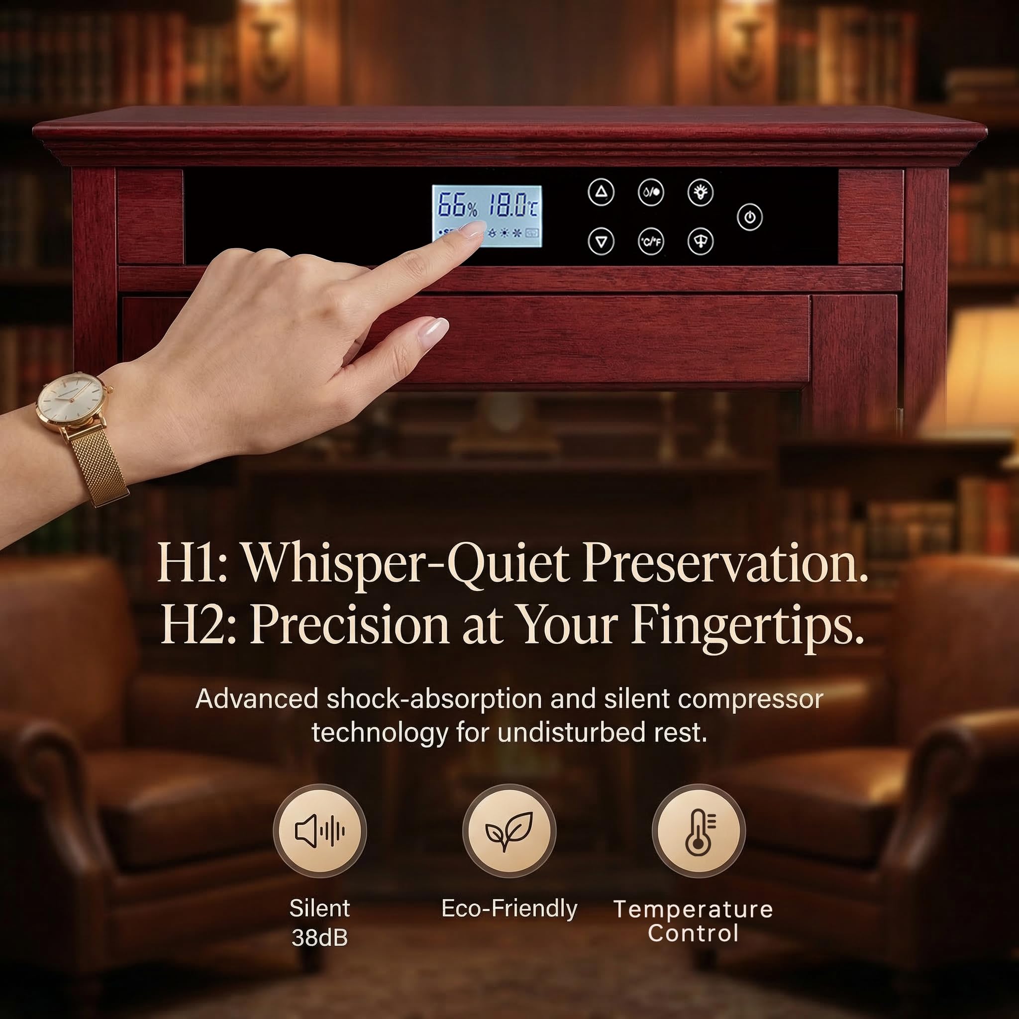 Relaxcabine 69 Bottles Wine Cooler LED Touch Screen, 7.6 ft³ Wine Cabinet Constant Temperature & Humidity Control, Dual Layer Tempered Glass Door, Red Wood Exterior for Home, Kitchen or Bar on Fridge.com