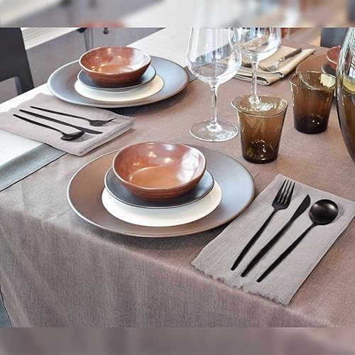 Miniatura 6 de Bitadze Juego de cubiertos mate 40 piezas de acero inoxidable con acabado satinado moderno para 8 juego de cubiertos para el hogar y el restaurante