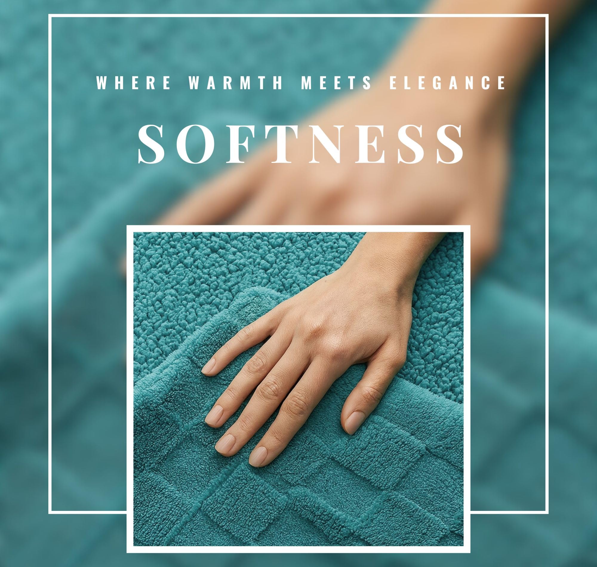 SANMARINO Reversible Sherpa Fleece/Flannel Blanket, 600 GSM โ Thick Fluffy 3D Checkered, Super-Soft, Heavy Winter Couch or Bed Blanket (Aqua, Double, 3000 g, 86x88 Inches) 1