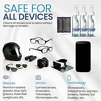 Vista 3 de Purity Limpiador de lentes de gafas Kit - 3 botellas de spray limpiador de lentes de viaje de 1 onza + 2 paños de limpieza de microfibra - Seguro