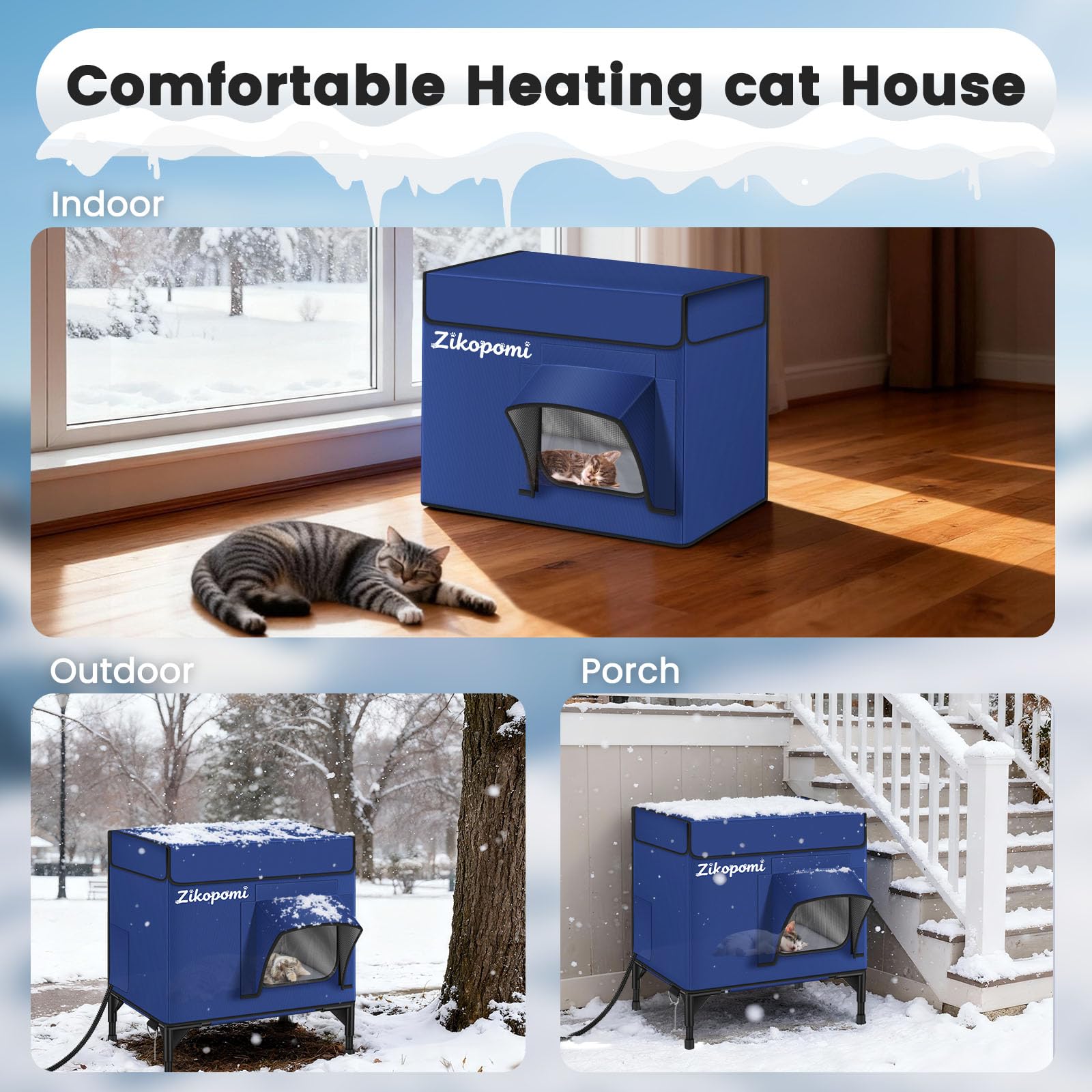 Amazon.com : Zikopomi Heated Cat House for Outside with Elevated