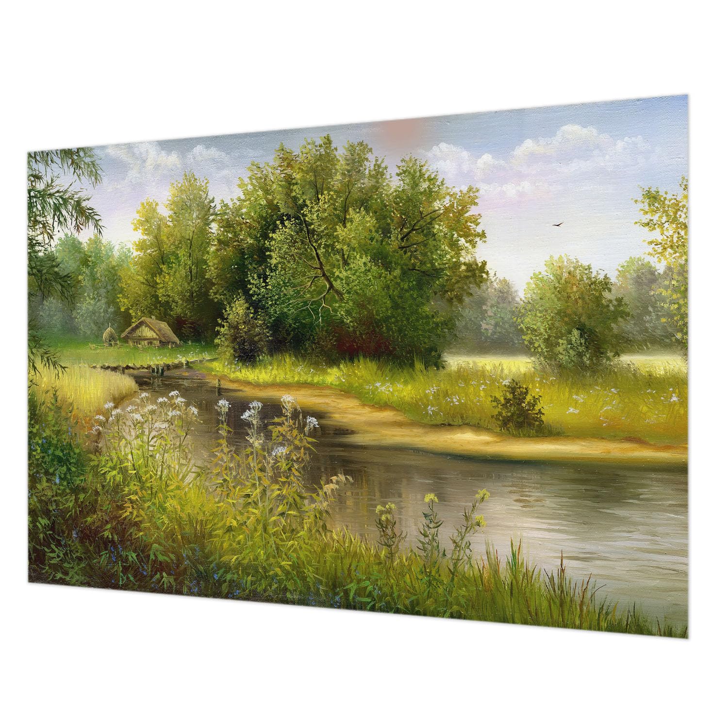 Décor mural paysage rural pour chambre à coucher apaisante avec colle