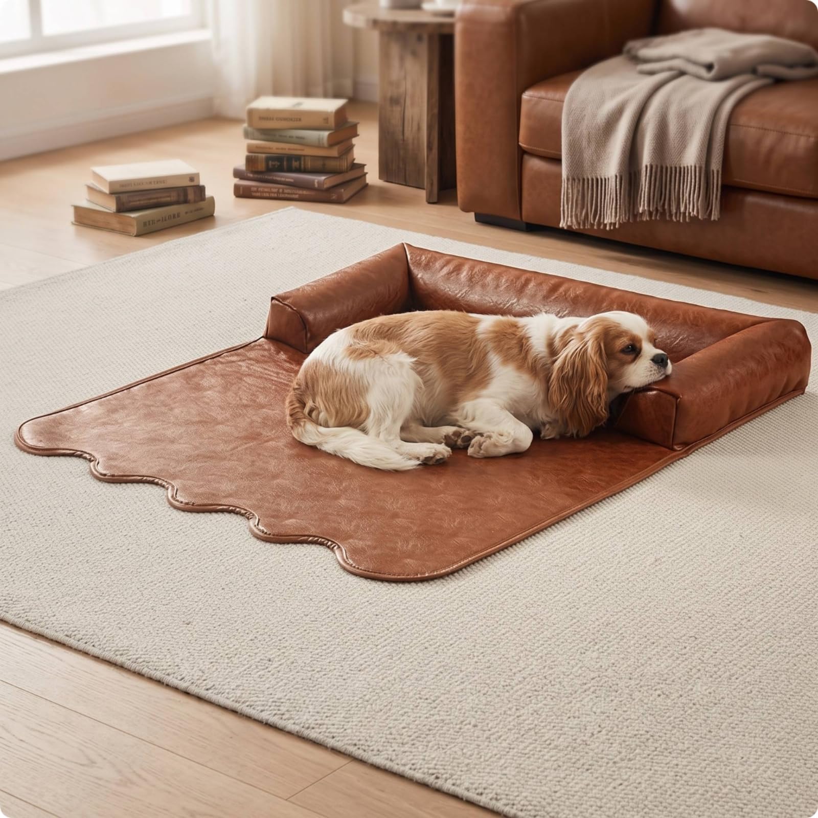 Cuccia con Bordi Rialzati Antigraffio Materassino Facile da Pulire Tappeto per Cani, Proprietari di Animali, Salotto, XXL - 80 90cm, Nero