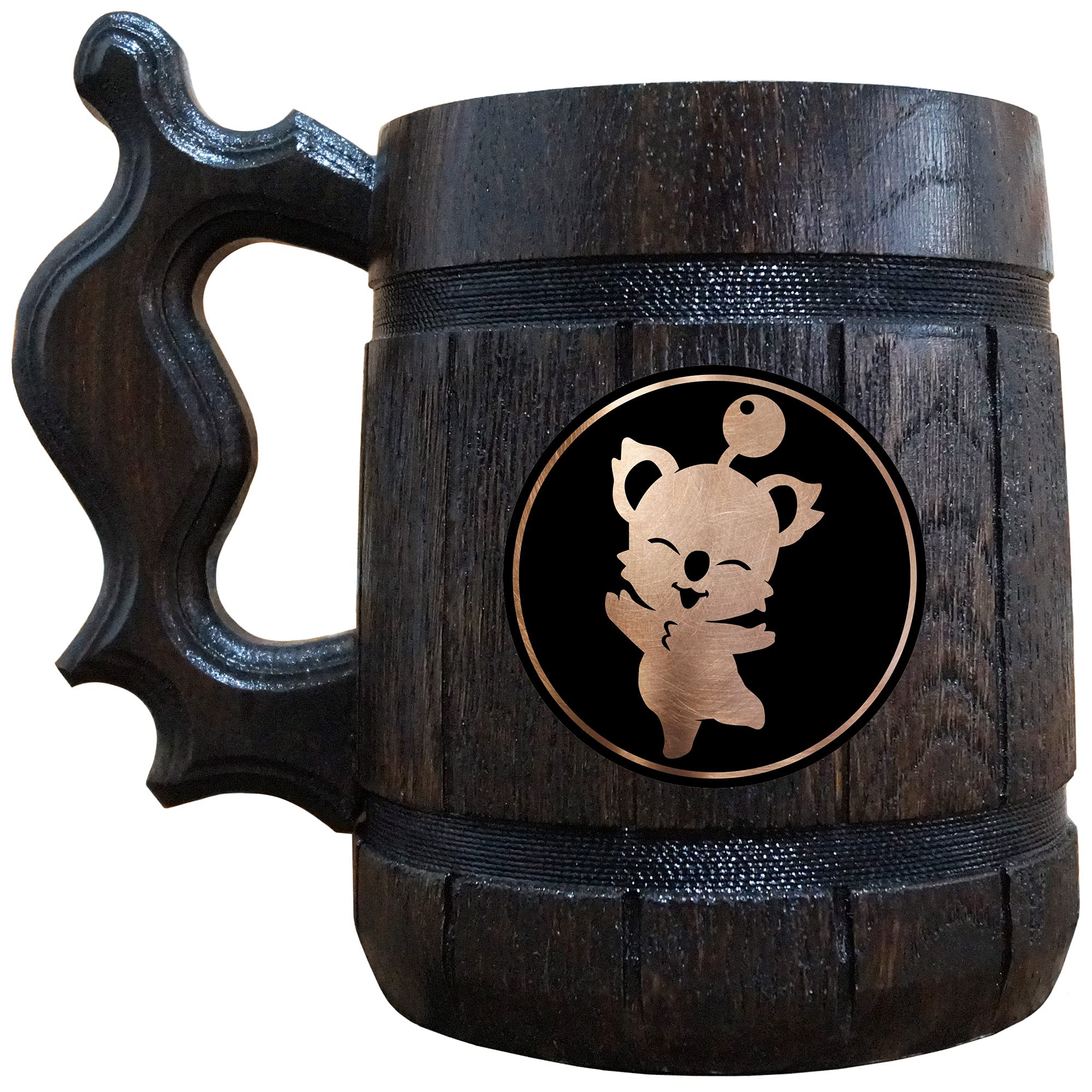 FF Moogle Beer Mug, 17oz, FF Merch, 21st Birthday Gifts For Him, Fathers Day Beer Mug, FF Gifts, Wooden Beer Stein, Geek Gifts -