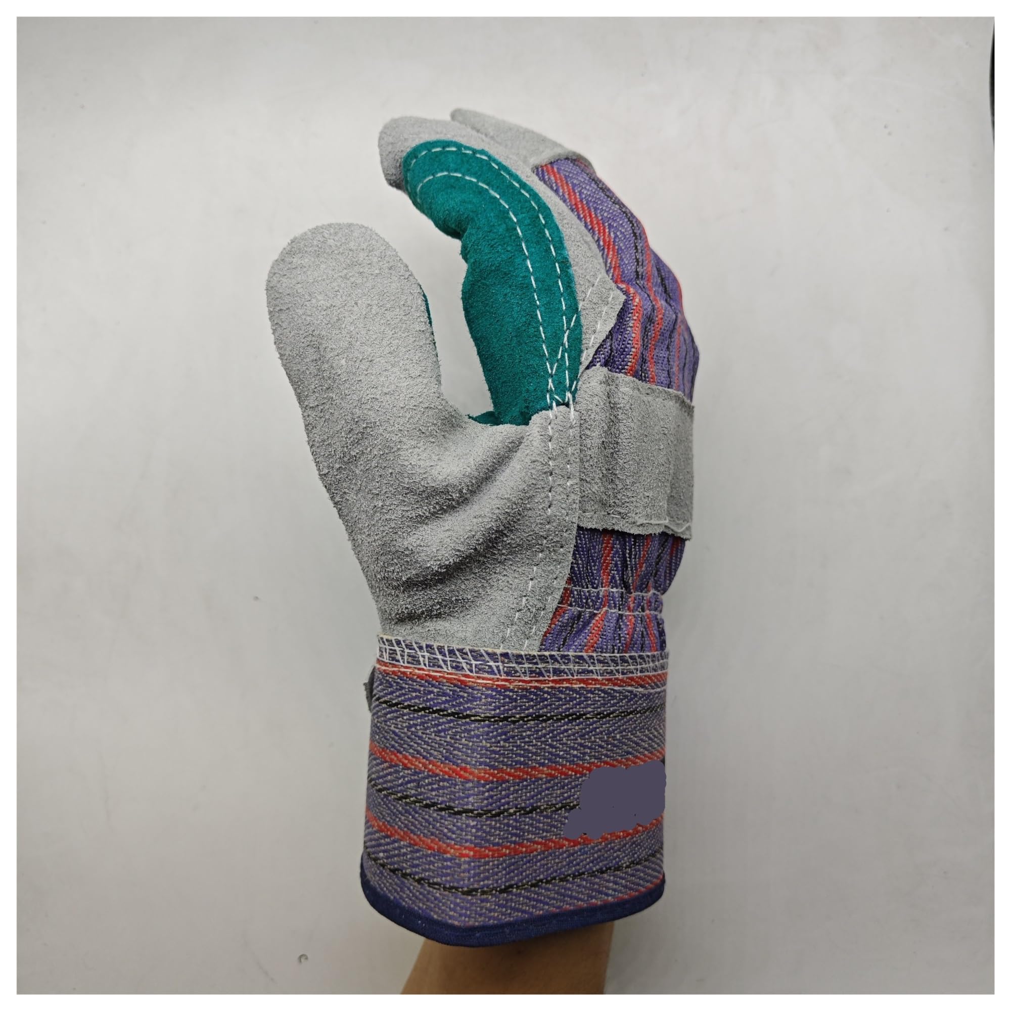 Guantes Soldador Guantes de soldadura cuero vaca, guantes mano soldador resistentes al calor, barbacoa reforzados con palma(Grey 5 pairs)