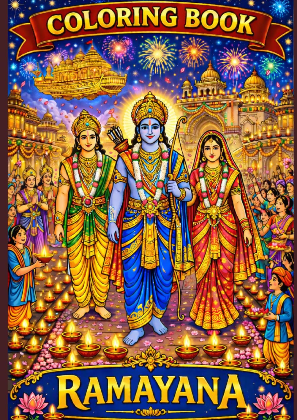 Ramayana Coloring Book for Adults: Intricate Indian Mythology Illustrations Inspired by the Epic: Featuring Lord Rama, Sita, Hanuman and Iconic Scenes ... | Detailed Designs for Creative Expression