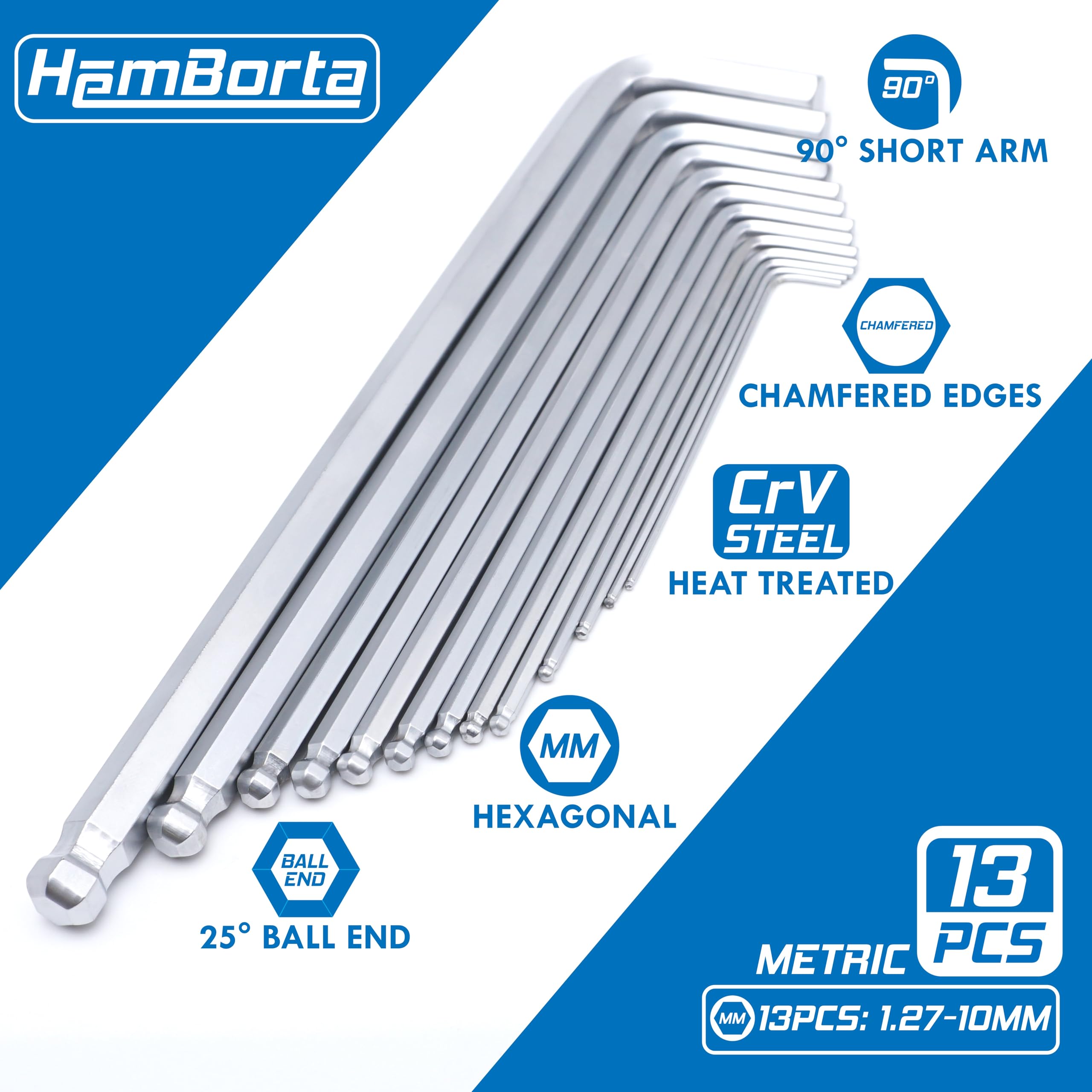 Set Chiavi A Brugola 13 Pezzi Imperiali - Acciaio CrV, Estremità A Sfera, 3/64-3/8 Pollici - Foto 9