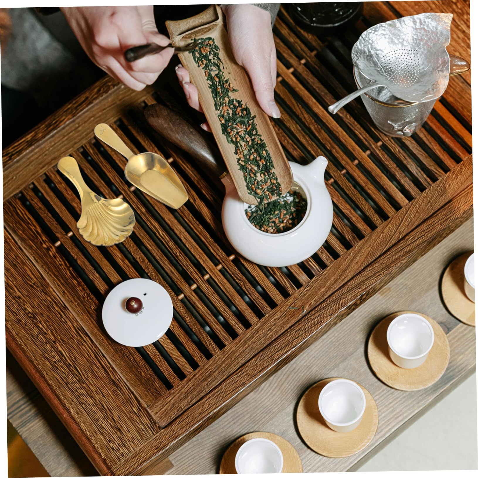 Cuchara de Té de Latón Mini Forma de Concha, 2 Piezas, para Uso en Cocina