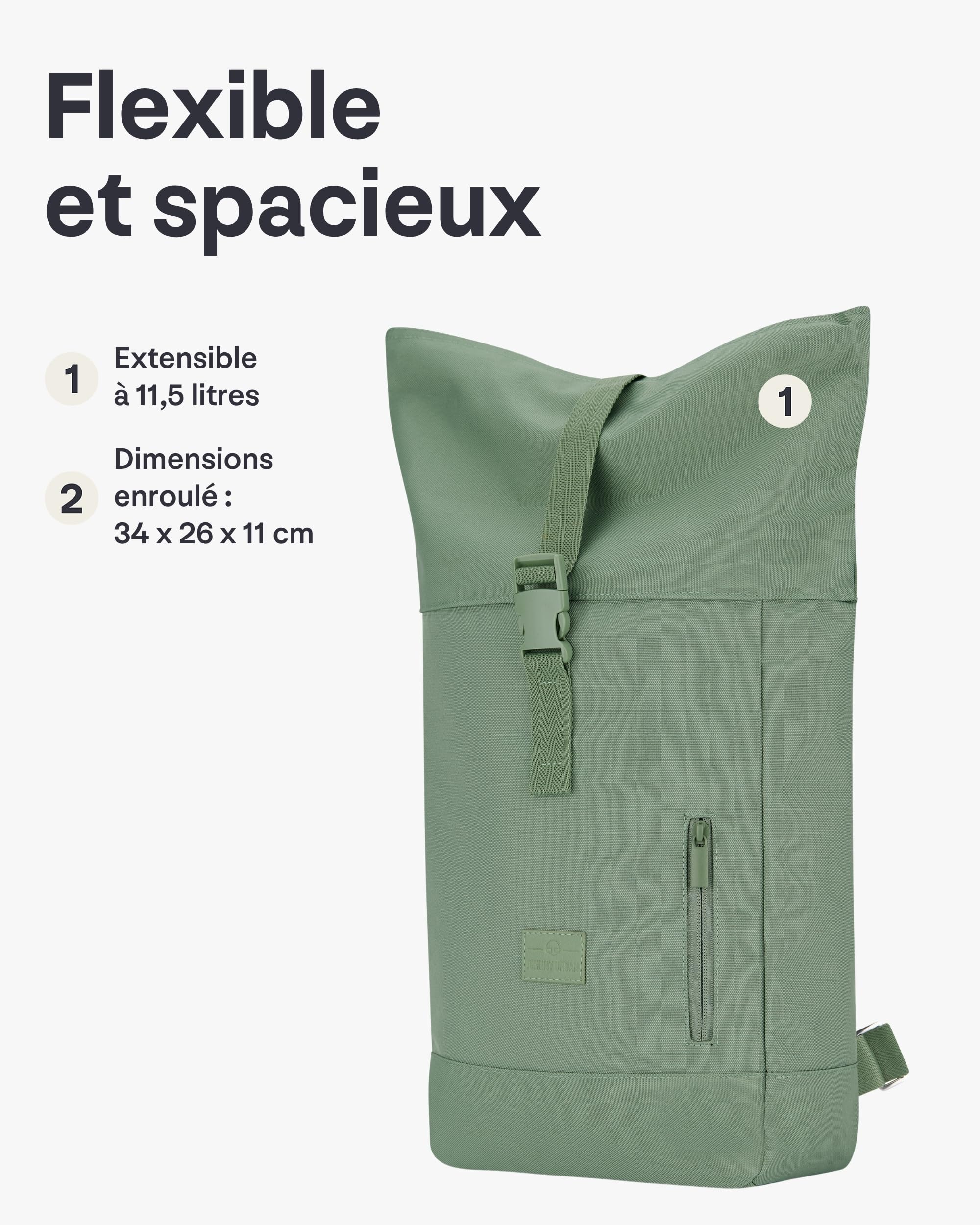 Johnny Urban Sac à dos Femme & Homme Vert - Robin Small - Mini Sac de Jour Décontracté pour Voyage, Travail et Bureau - Compartiment Ordinateur Portable 12" - Déperlant