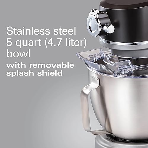 Hamilton Beach Professional All-Metal Stand Mixer with Specialty Attachment Hub, 5 Quart Bowl, 12 Speeds, Includes Flat Beater, Dough Hook, Whisk (63240)