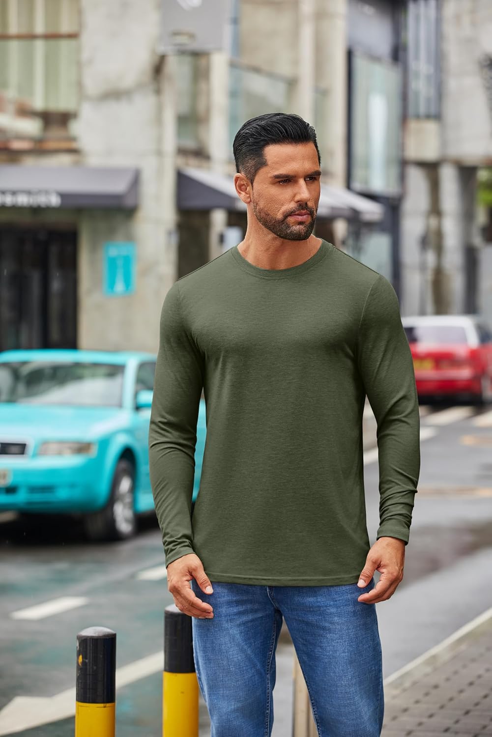 COOFANDY Men's Crew Neck T-Shirt Long Sleeve Casual Pullover Tees Soft Stretch Basic Tee Shirts - Image 2
