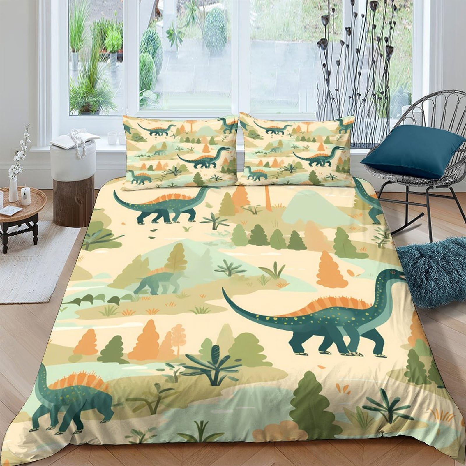 Ctjqhvkz Style-9 3D Printed Dinosaur Landscape Fitted Sheet Microfiber Soft Anti-Slip Bed Sheet For Bedroom Dorm Mattress Cover Single（135X200cm）