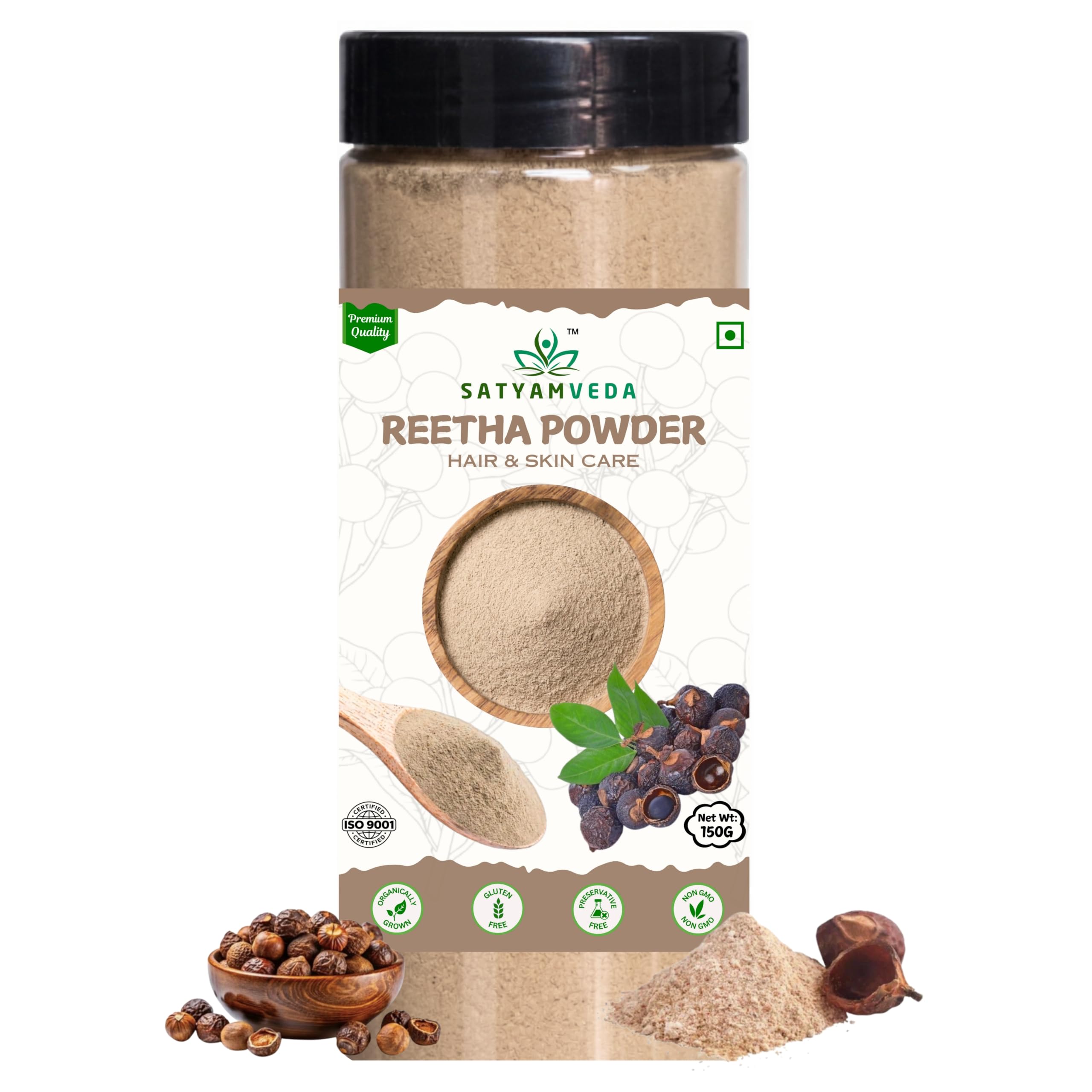 Pure Reetha Powder for Hair (150 g) | Ideal for Hair, Face and Skin | Soapnut/Aritha Powder | For All Hair type | No Added Preservatives and Additives-image-43
