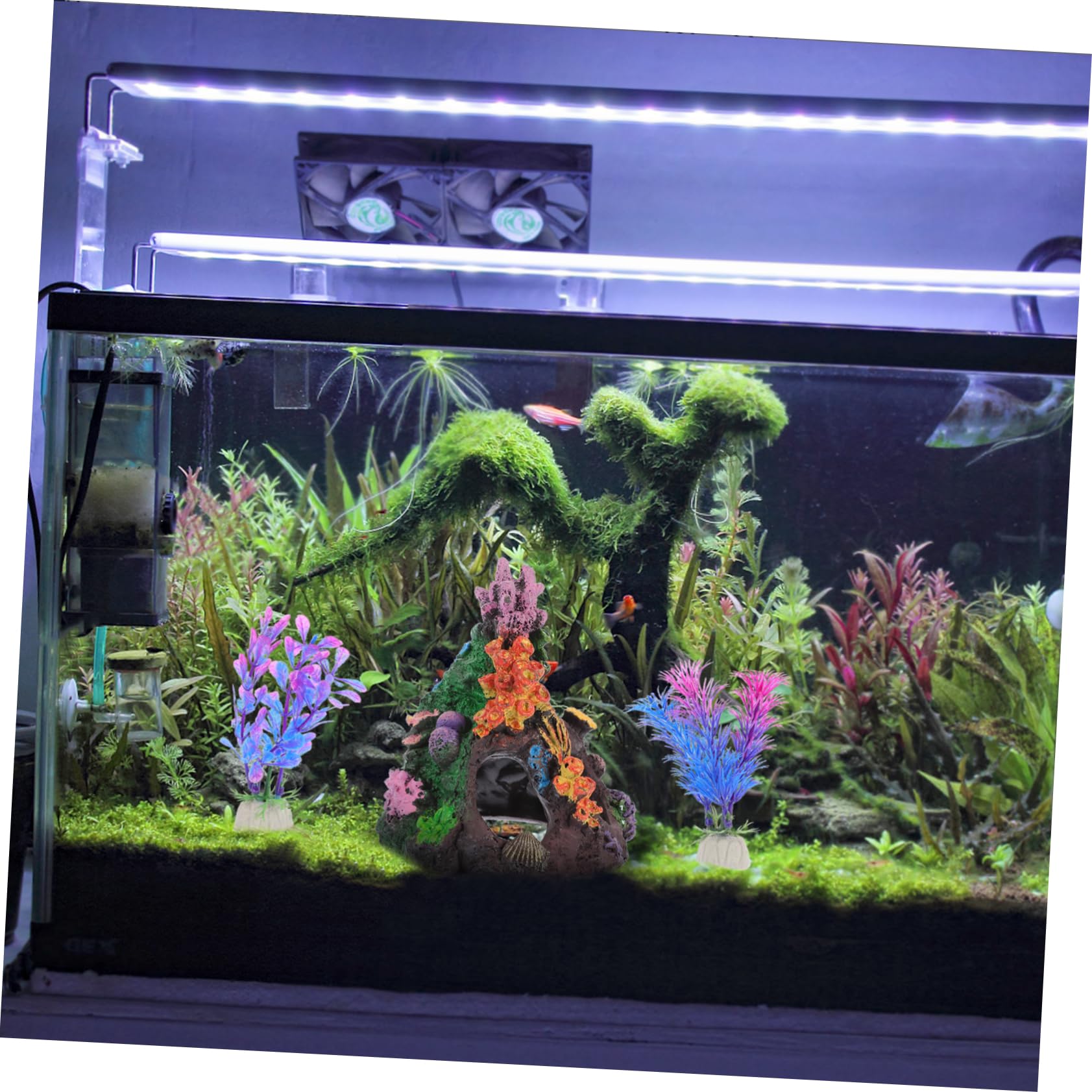 POPETPOP 4 Juegos Acuario Plantas Acuaticas Decoracion Adornos Pecera Decoración De Coral De Imitación Decoraciones De Peceras Planta Artificial Casera El Plastico 5 Piezas * 4