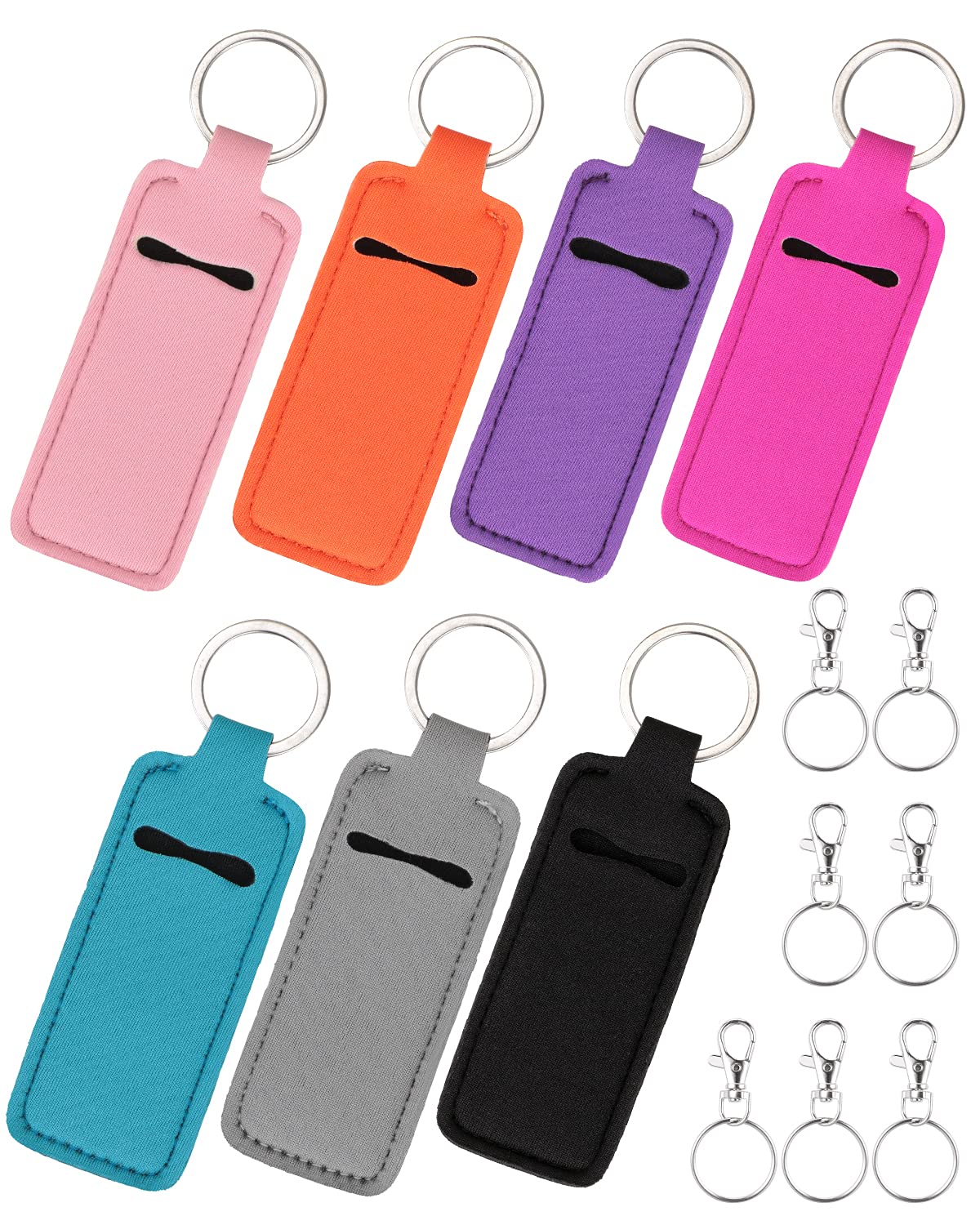 Meiiy Chapstick Holder Lip Balm Sleeve Pouch Chapstick Holder With Clip Lipstick Lip Gloss Holder Stocking Stuffers Gift for Women (7pcs)