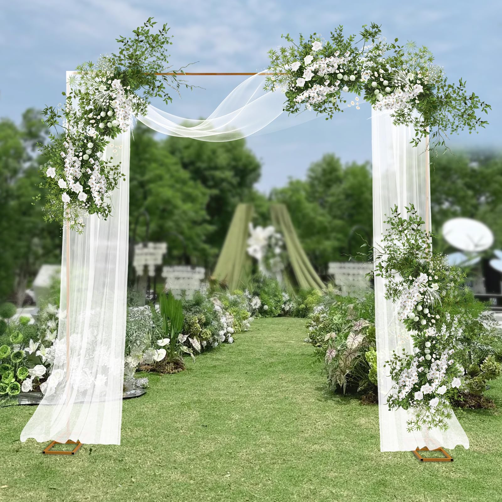 Set di supporti quadrati dorati per sfondo per matrimoni, 3 x 3 m