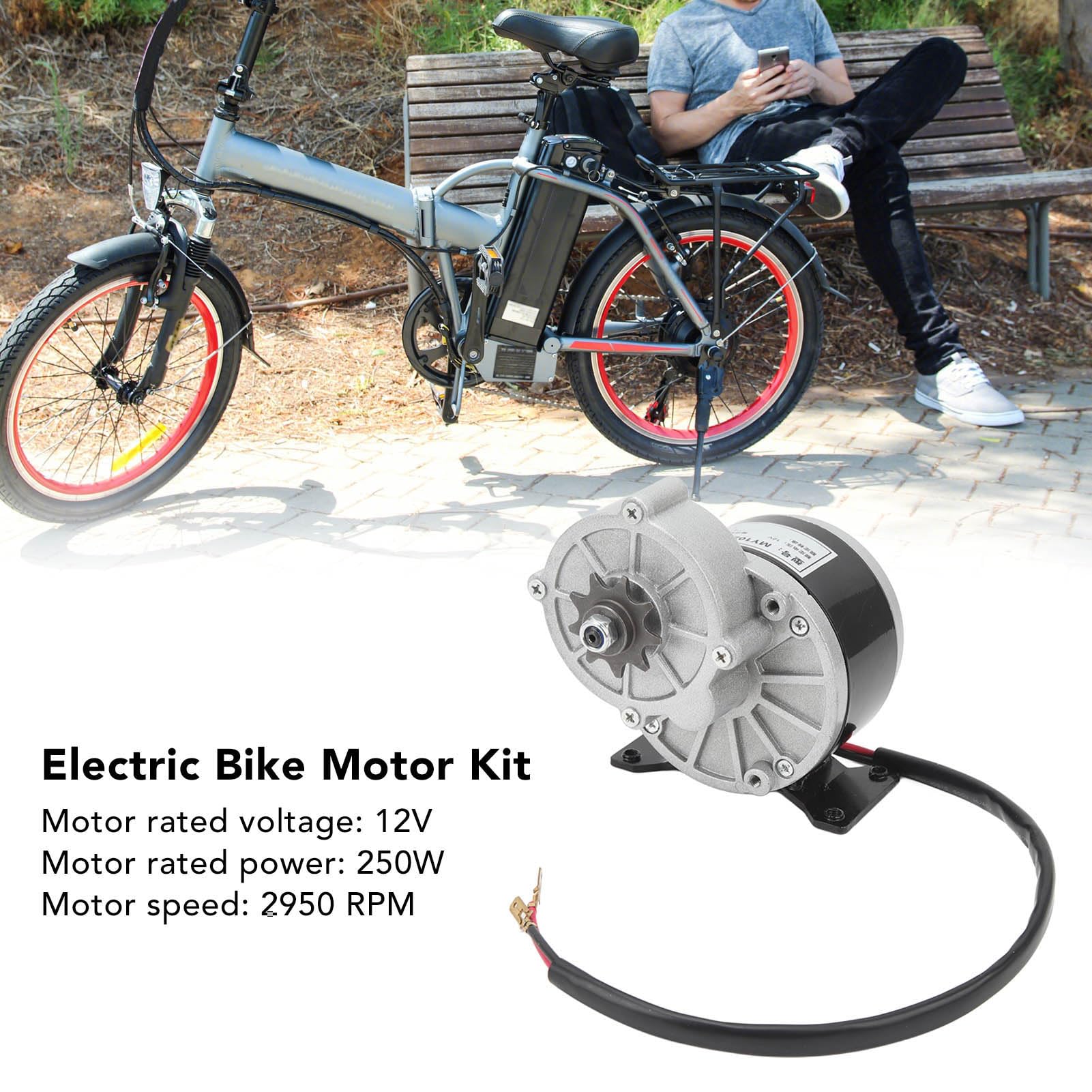 Alomejor 12V 250W MY1025Z2 Gear Reduction Electric Motor Three Wire Controller with Knob Switch for Scooter Motorcycle