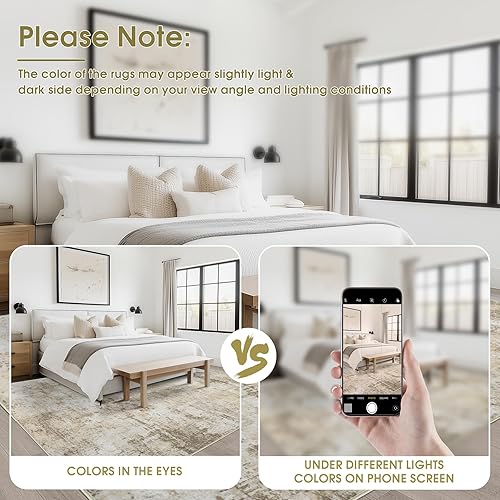 Miniatura 108 de Alfombra de área para sala de estar: alfombra lavable de 5 x 7 con respaldo antideslizante, no desprende pelo, resistente a las manchas, plegable