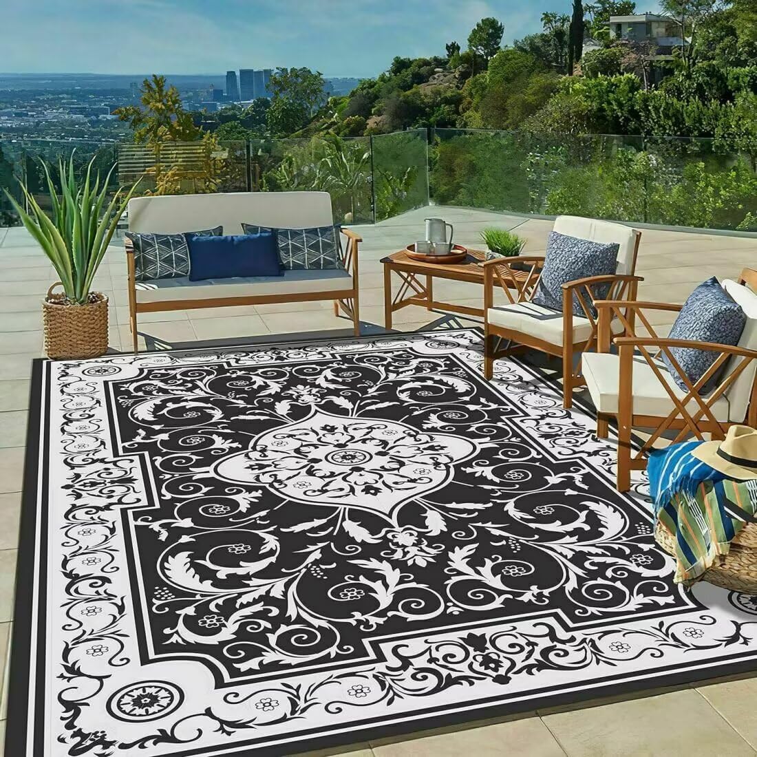 Tapis de sol de cour imperméable et antidérapant pour décoration extérieure