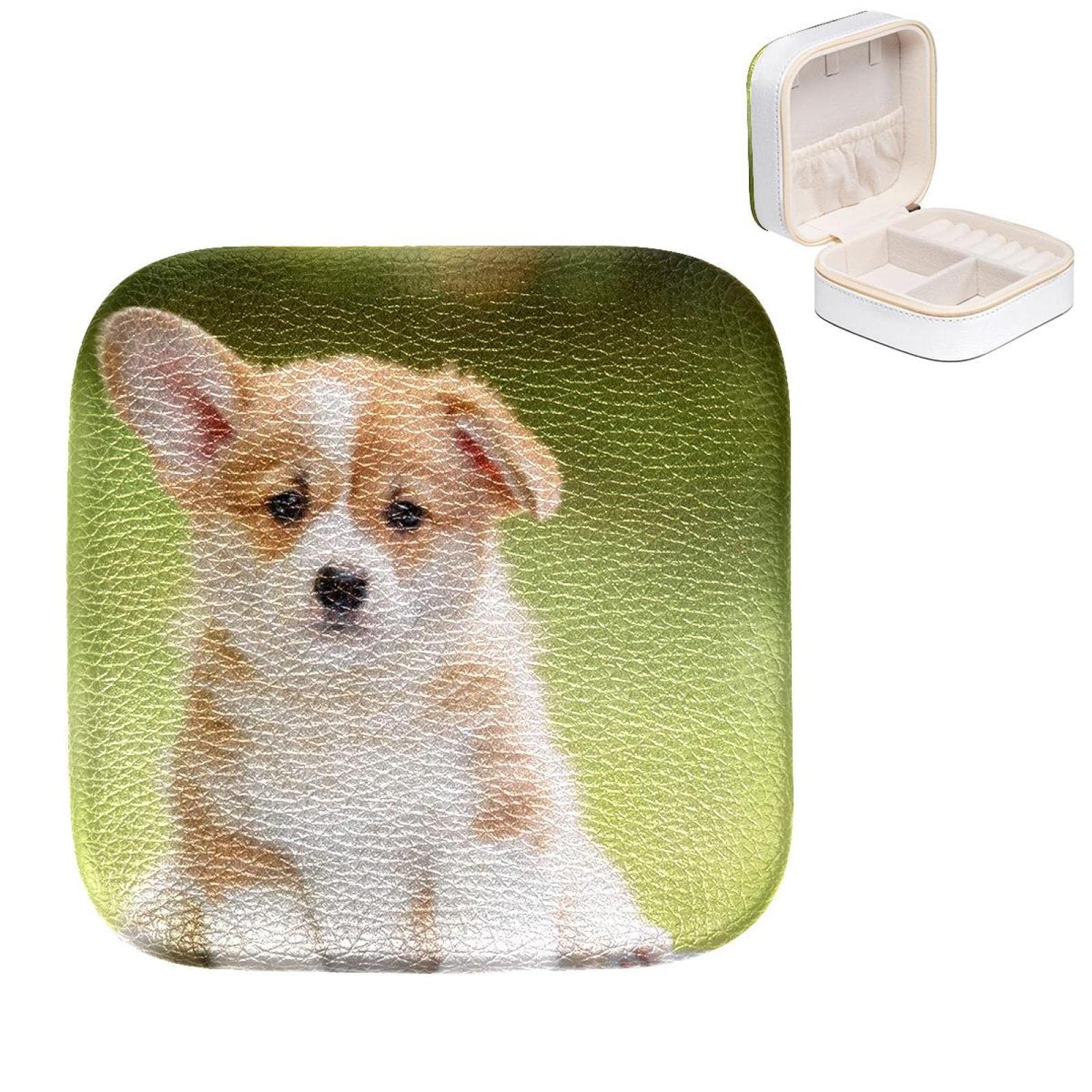 Boîte à bijoux corgi pour boucles d'oreille et bagues, organisateur compact fille