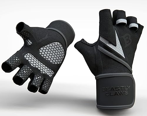 Miniatura 1 de Guantes de entrenamiento sin rasgaduras para hombres y mujeres, guantes de levantamiento de pesas para hombres y mujeres con soporte de muñeca,