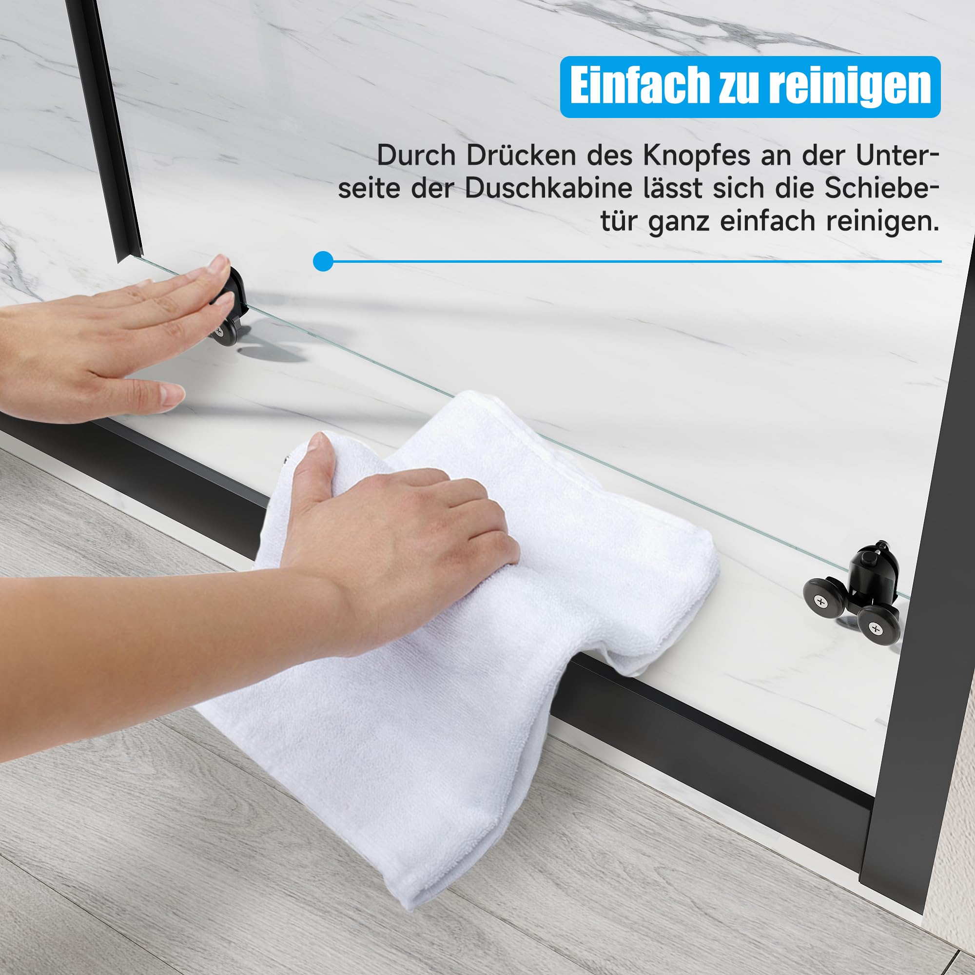 SONNI Duschkabine Duschschiebetür Matt-Schwarz, Verschiedene Größen 100/110/120 cm, ESG Klarglas Dusche Nischentür Einzelschiebetür, Glasschiebetür 110x185 cm