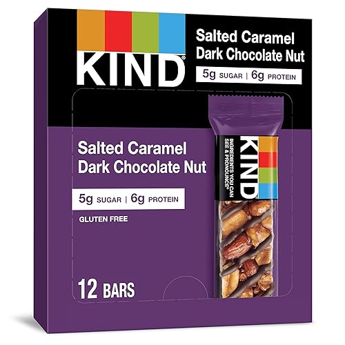 KIND - Barras libres de gluten nueces con caramelo salado y chocolate oscuro paquete de 12