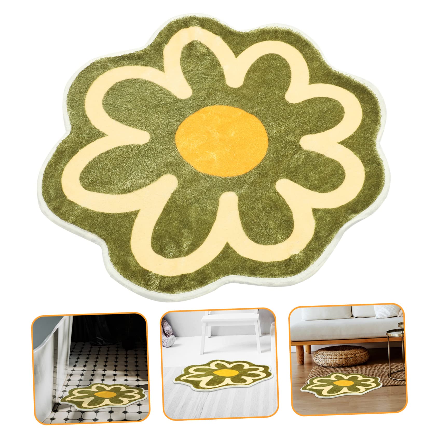 Grüne Blumenförmige Badematte aus Polyester mit Wasserabsorption und Rutschfestigkeit für Badezimmer und Flur Dekorative Fußmatte 60x60cm