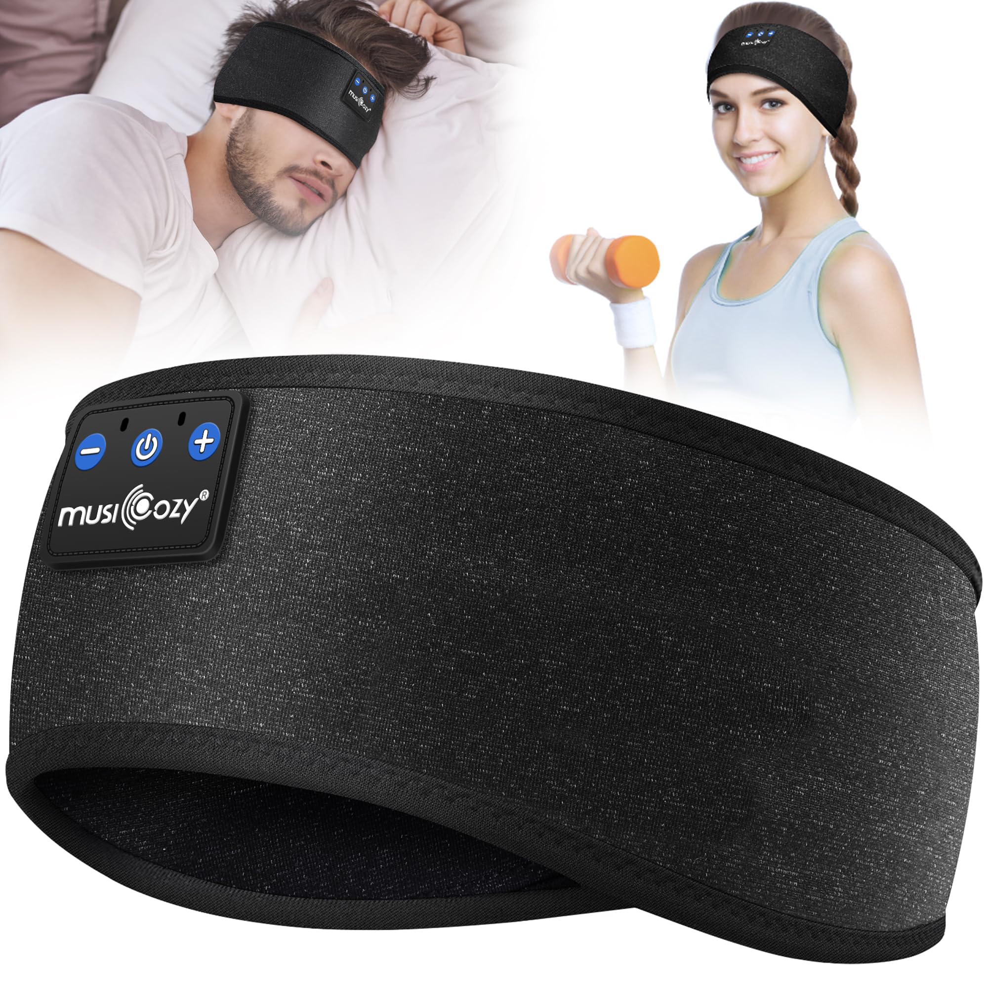 MUSICOZY Auriculares para Dormir, Diadema con Bluetooth 5.4 para Dormir y Hacer Deporte con Altavoces Finos, Regalo tecnológico para Hombres, Mujeres, Adolescentes, Yoga, relajación y Viajes