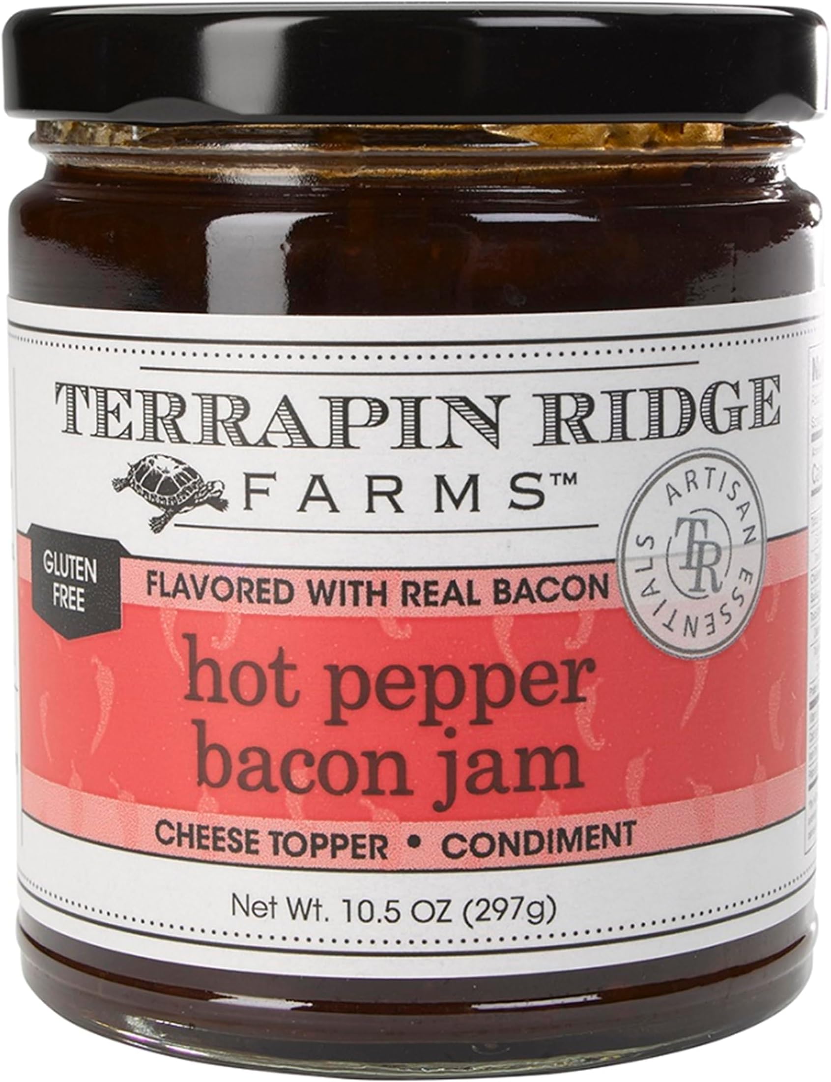 Terrapin Ridge Farms Hot Pepper Bacon Jam – Sweet & Spicy Spread with Real Bacon & Jalapeño – Gourmet Condiment for Cheese, Meats, and Appetizers – 10.5 oz Jar