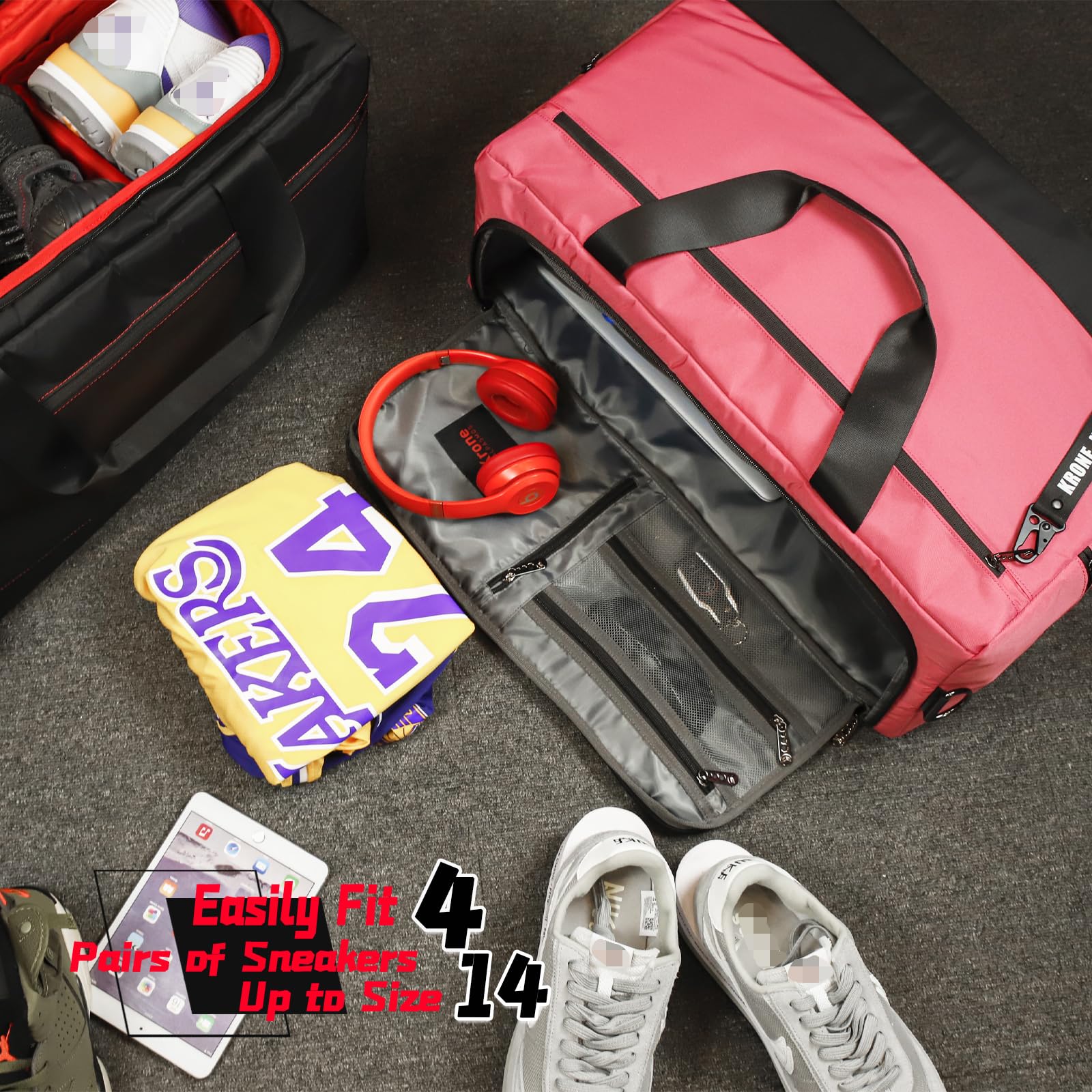 Krone Kalpasmos-classic - Borsa da viaggio per sneakerhead, idea regalo, borsa da palestra multifunzione, con 3 divisori regolabili e tracolla, in nylon