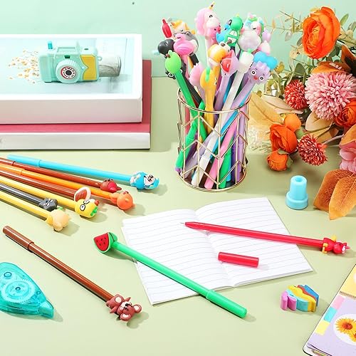 Miniatura 4 de 200 bolígrafos de tinta de gel de dibujos animados, bolígrafos de escritura de animales de 0.020 in, bolígrafos de tinta de gel negra, varios