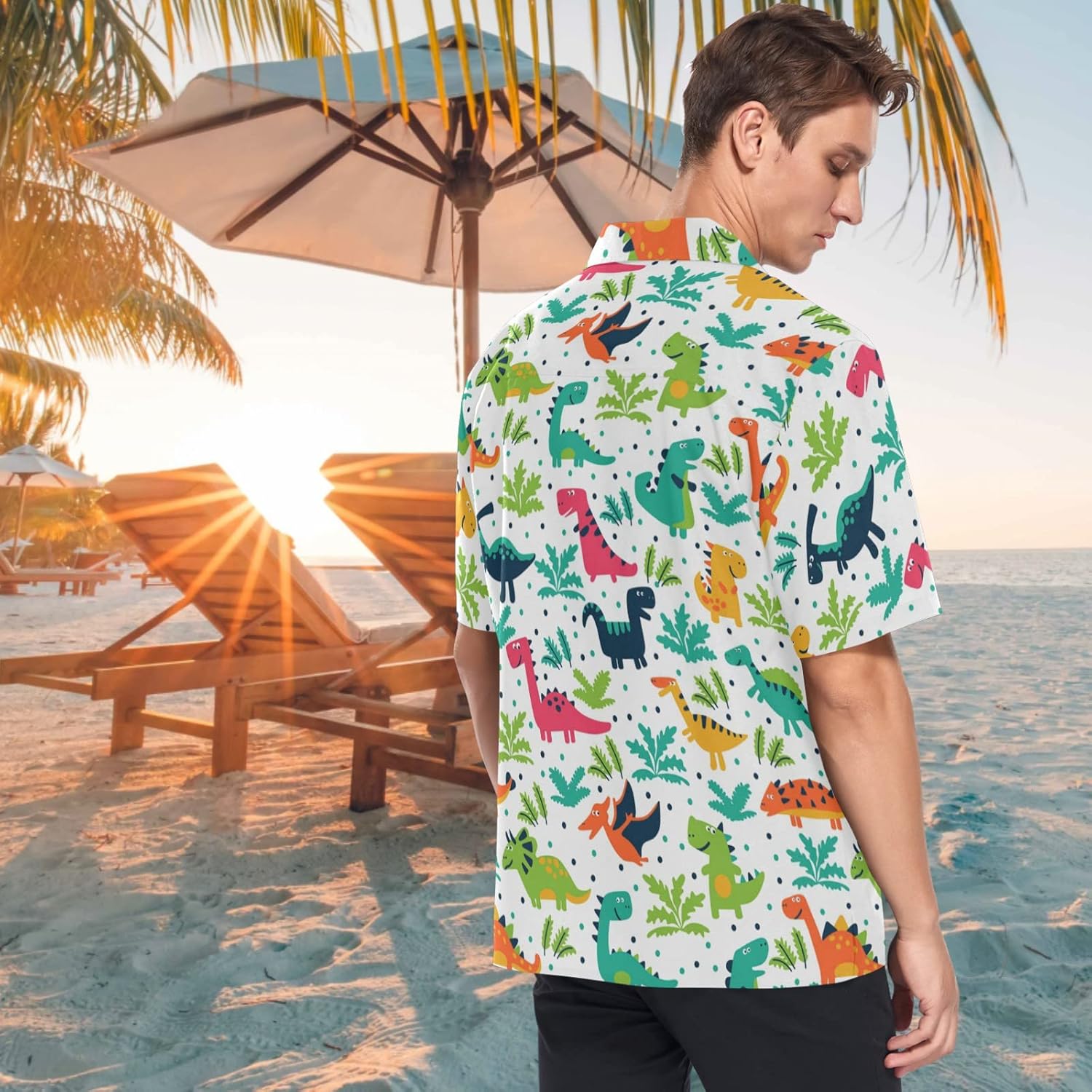 visesunny Mens Casual Button Down Short Sleeve Hawaiian Shirt Aloha Shirt - Image 3