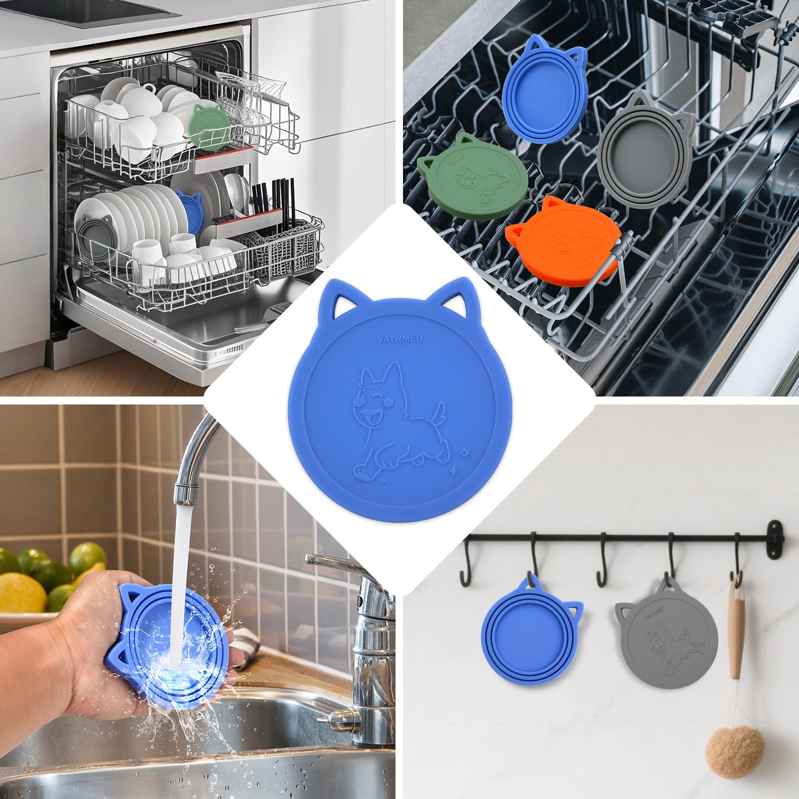 Paquete de 4 tapas de silicona para latas de comida para mascotas, sin BPA, se adapta a la mayoría de latas de comida de tamaño estándar