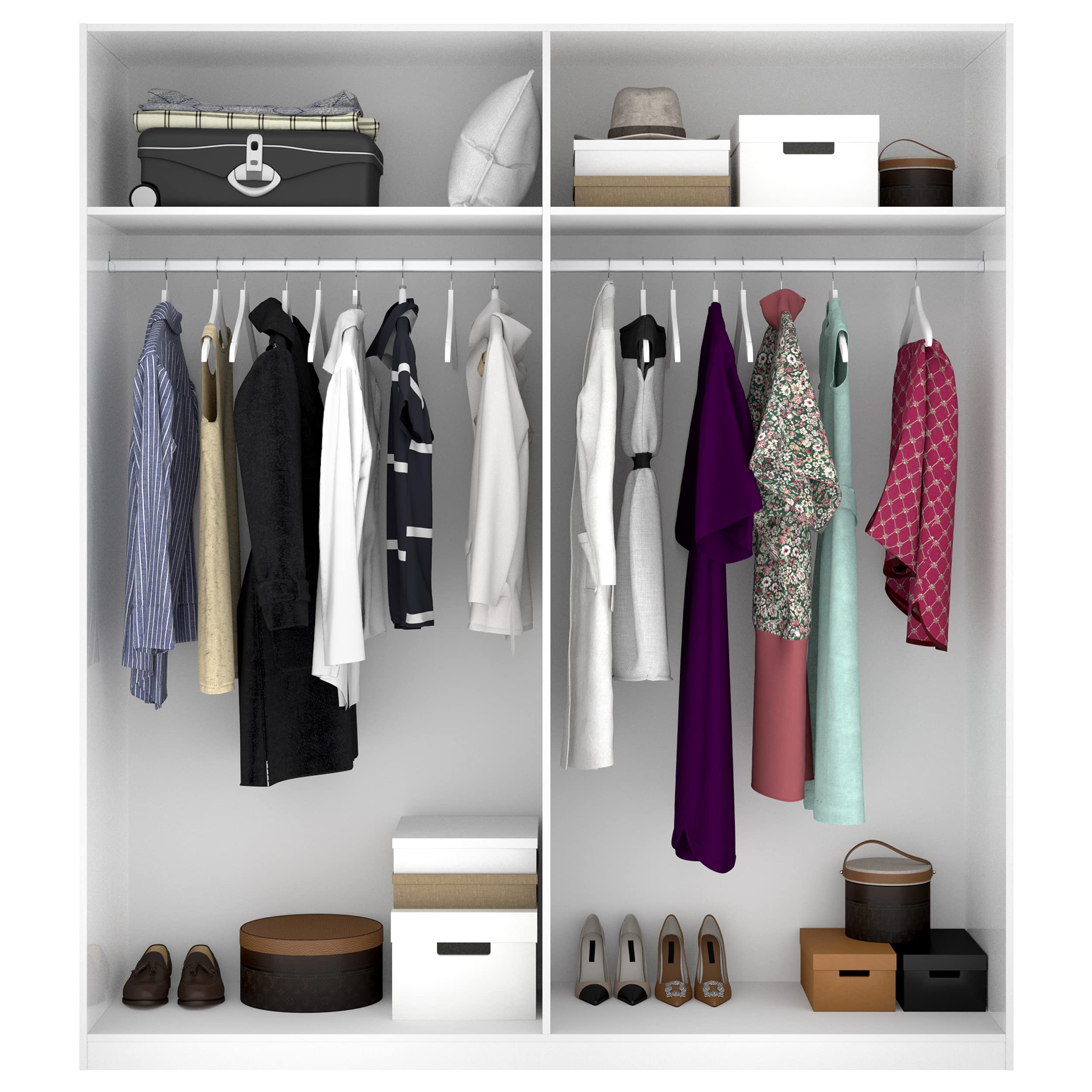 DEKIT GRUPO RIMOBEL Essen Armario 4 Puertas batientes con dos barras de colgar - Blanco Brillo - 180x204x52 cm