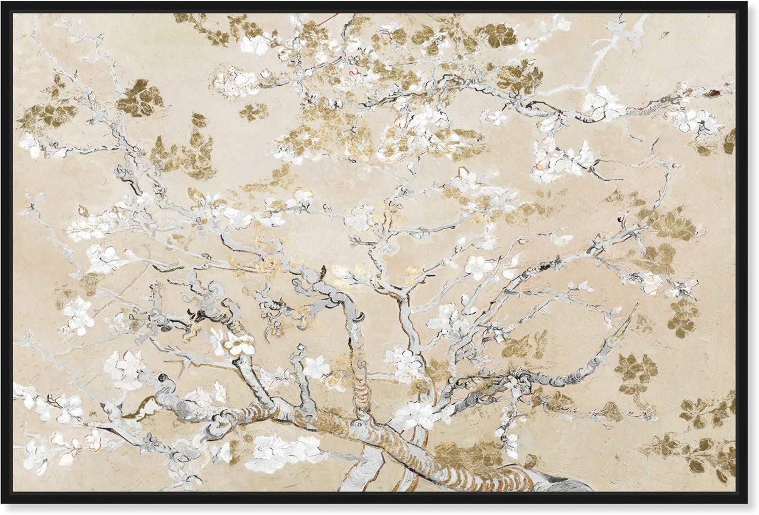 Oliver Gal Van Gogh in Golden Blossoms Inspiration Canvas Print Wall Art for Living Room, Bedroom, and Bathroom, 54 x 36, Black Floater Frame Oliver Gal Van Gogh in Golden Blossoms Inspiration Canvas Print Wall Art for Living Room, Bedroom, and Bathroom, 54 x 36, Black Floater Frame