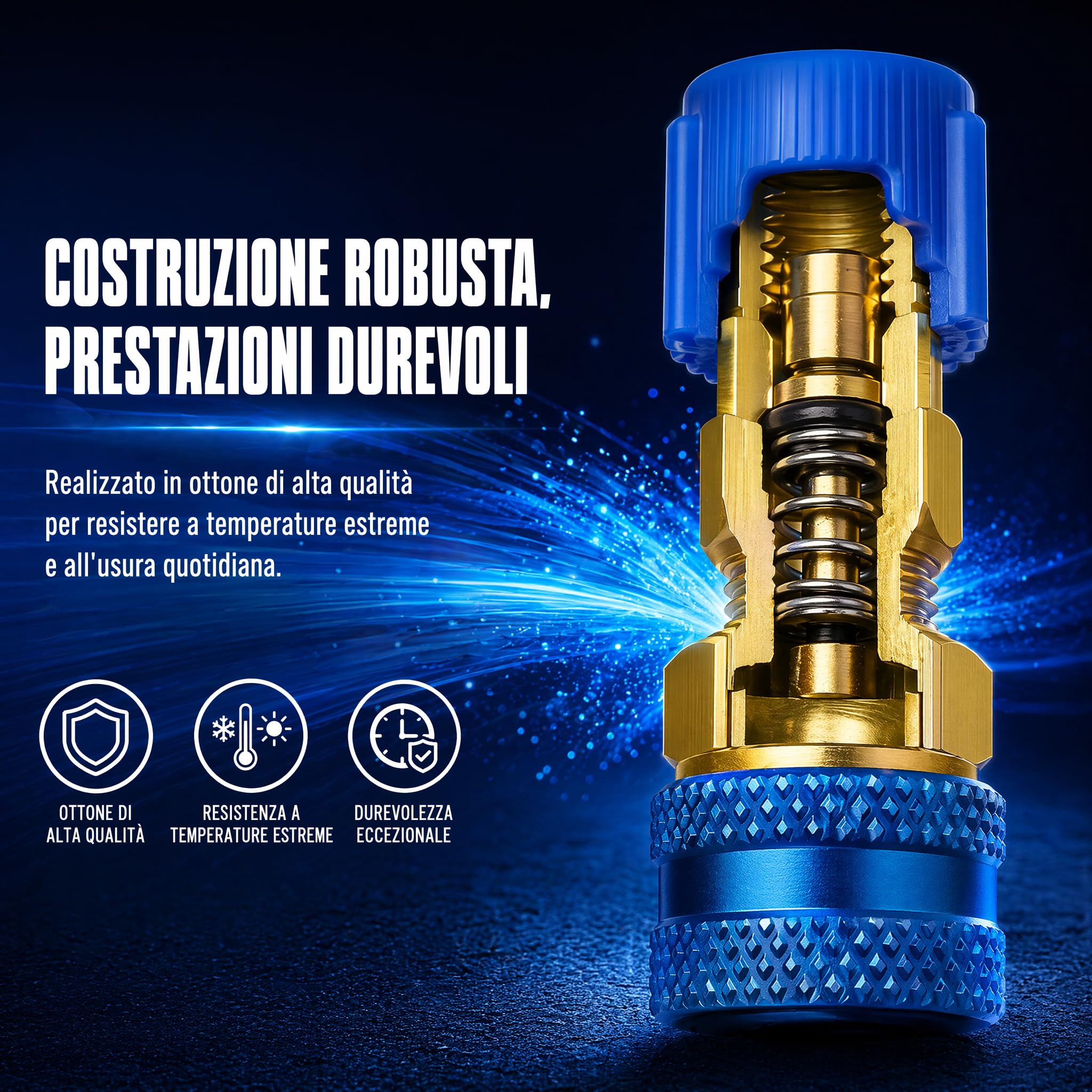 R1234yf Adattatore Aria Condizionata, 2 Pezzi R134a a R1234yf Convertitore, Attacco Veloce Alta e Bassa Pressione (Rosso/Blu)