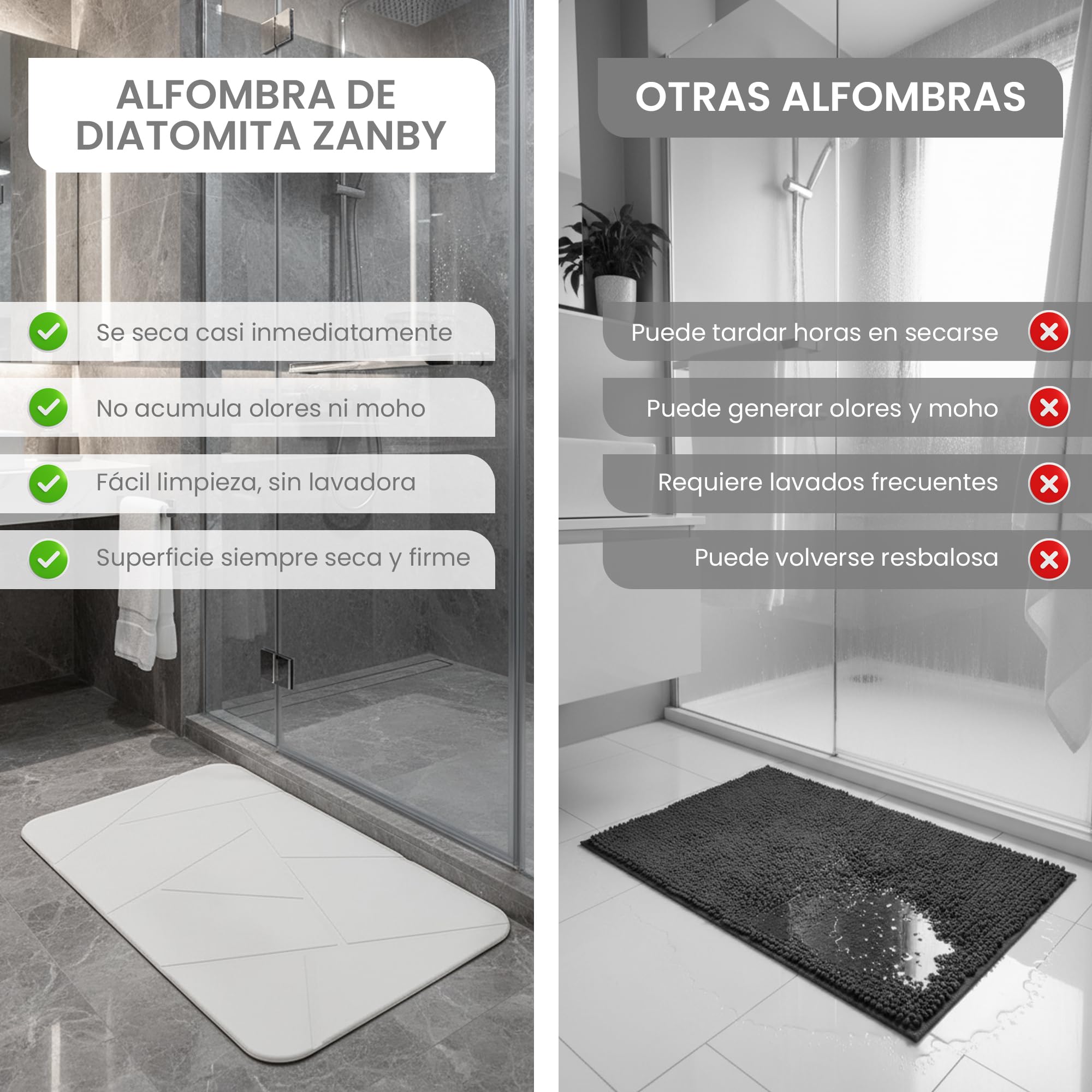 Alfombra Diatomita Baño 60x40 cm – Alfombra de Piedra Diatomita Secado Rápido, Antideslizante y Antibacteriana – Stone Bath Mat — view 7