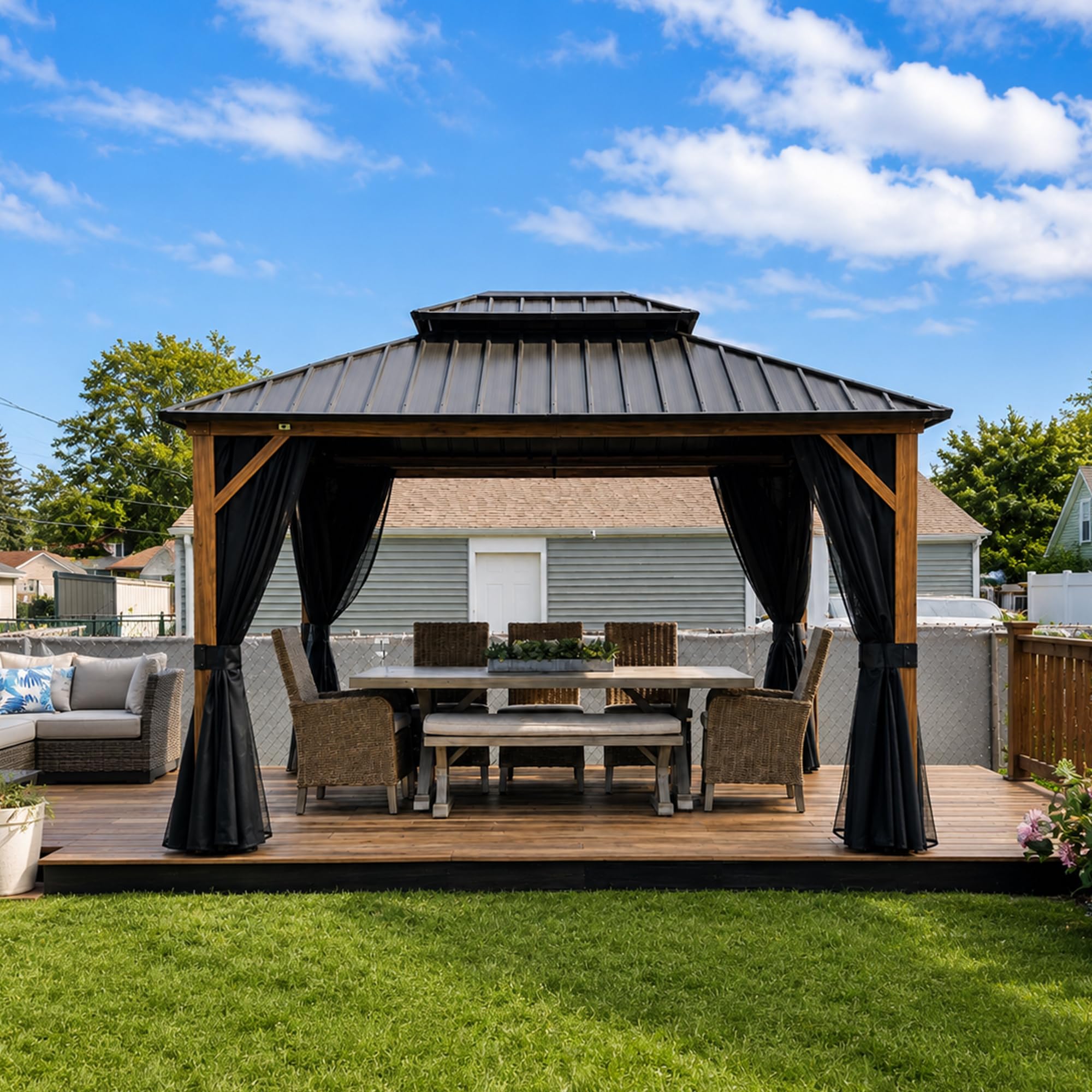 PURPLE LEAF Hardtop Gazebo 8' x 12' assembled