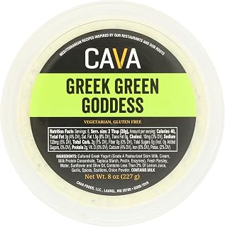 CAVA Mezze Greek Green Goddess Dip, 8 oz - Authentic Mediterranean Herbaceous Flavor for Dips & Snacks