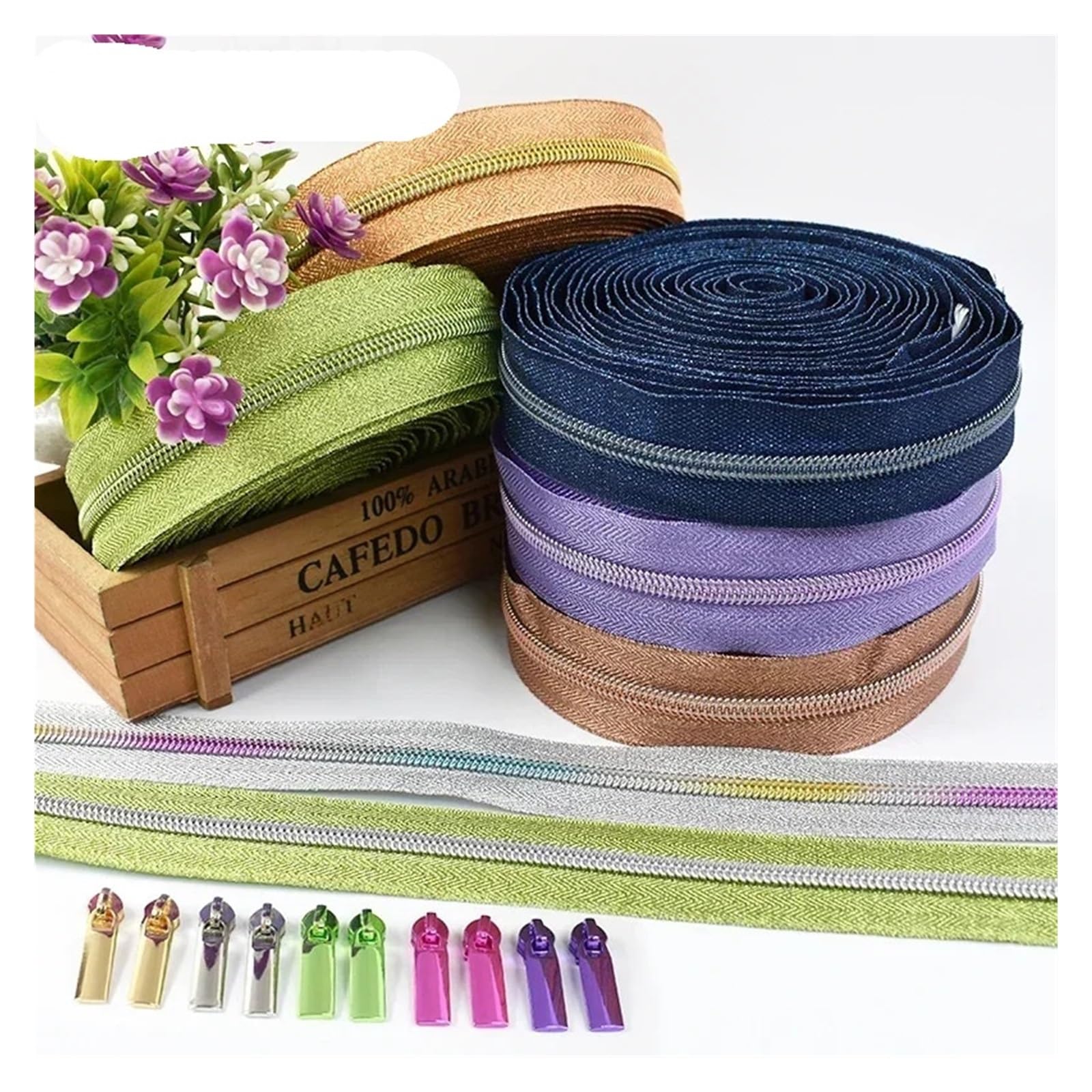 Cinta de nailon con cremallera 5# Rollo 1-10 m con deslizadores de cremallera para bolsas, ropa, kit de reparación de costura, accesorios de bricolaje
