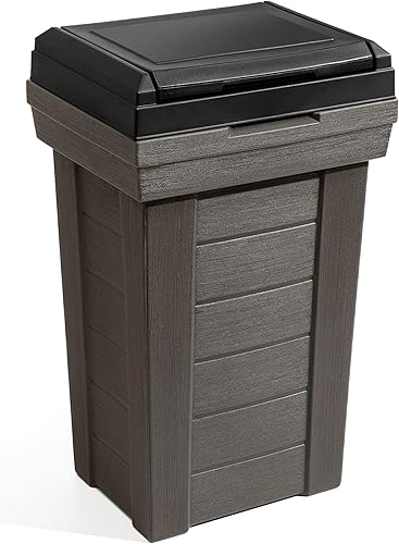 Step2 Lakewood - Contenedor de basura – Cedro oscuro – Contenedor de basura para interiores y exteriores – Recipiente de basura de gran capacidad –