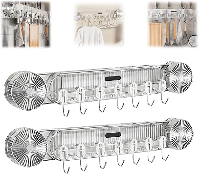 Durable Wall Mounted Inline Vacuum Hooks, No-Drill Hook Strong Adhesive Knife Holder, Kitchen Wall Load-Bearing Wall-Mounted Multi-Functional Spatula Holder Holder Hook,Clear,2pcs