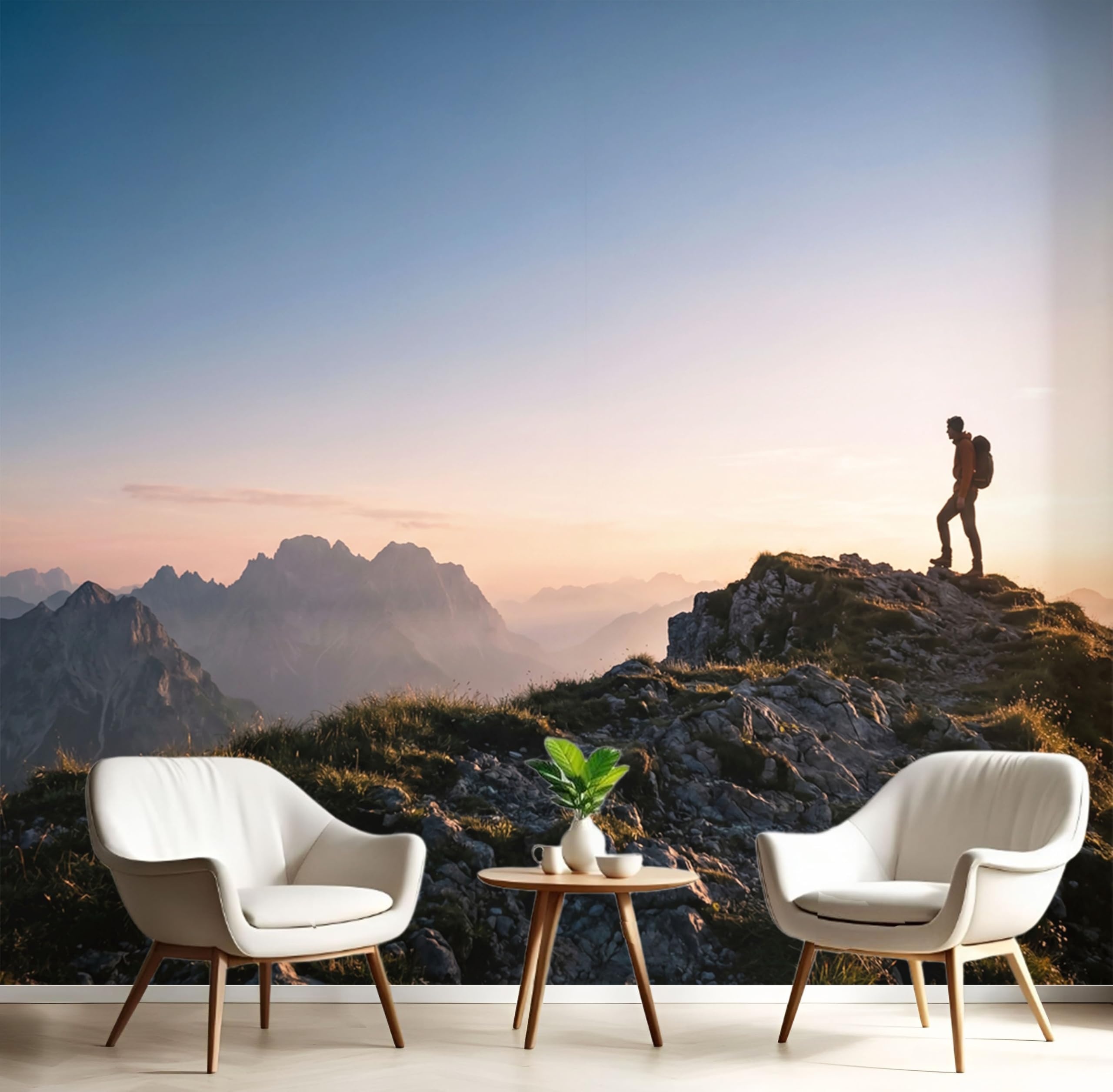 Papier peint panoramique 3D de montagne bleu-gris 400x280 cm pour la décoration murale du salon